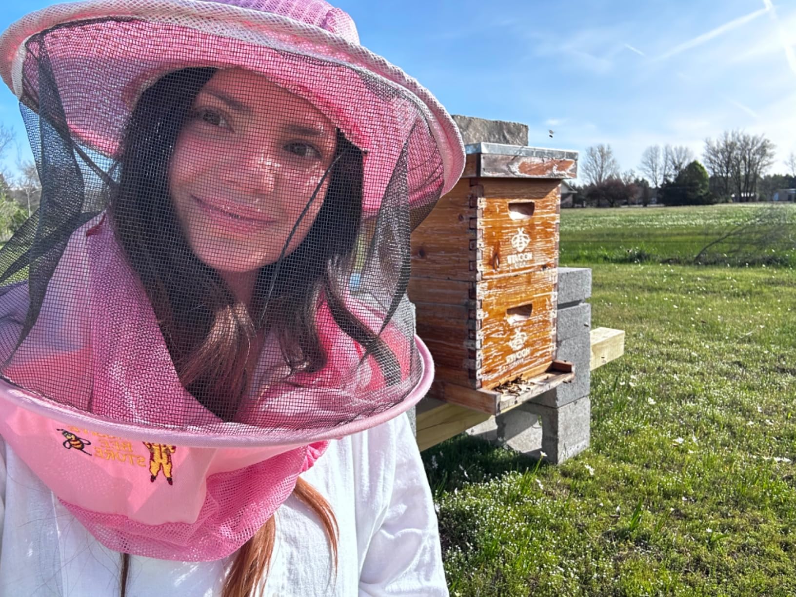 Three Layer Ventilated Beekeeping Veil in Round (3-Layer Hat, Olive Green) customer photo 1