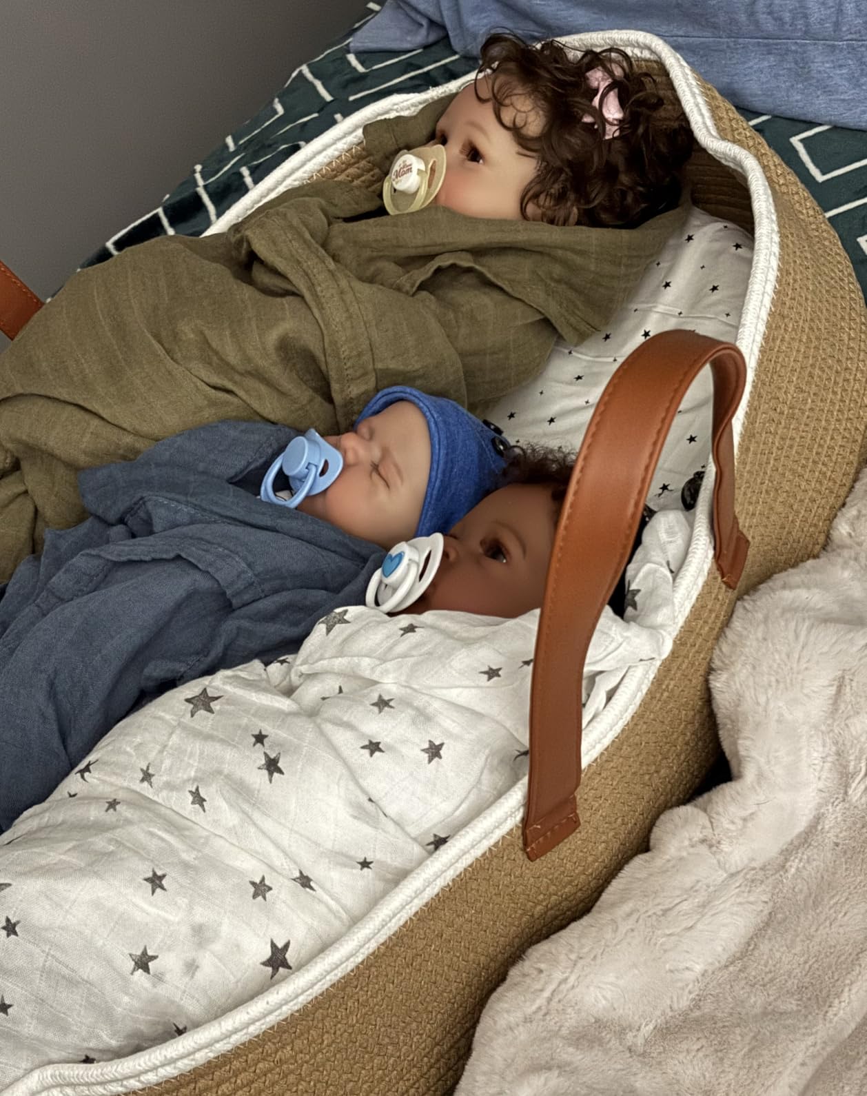 Moses Basket for Babies with Muslin Blanket | Changing Basket for Baby Dresser | Portable Basket for Your Baby's Needs | Baby Changing Basket with Pad | Woven Basket for Travel & Nursery customer photo 1