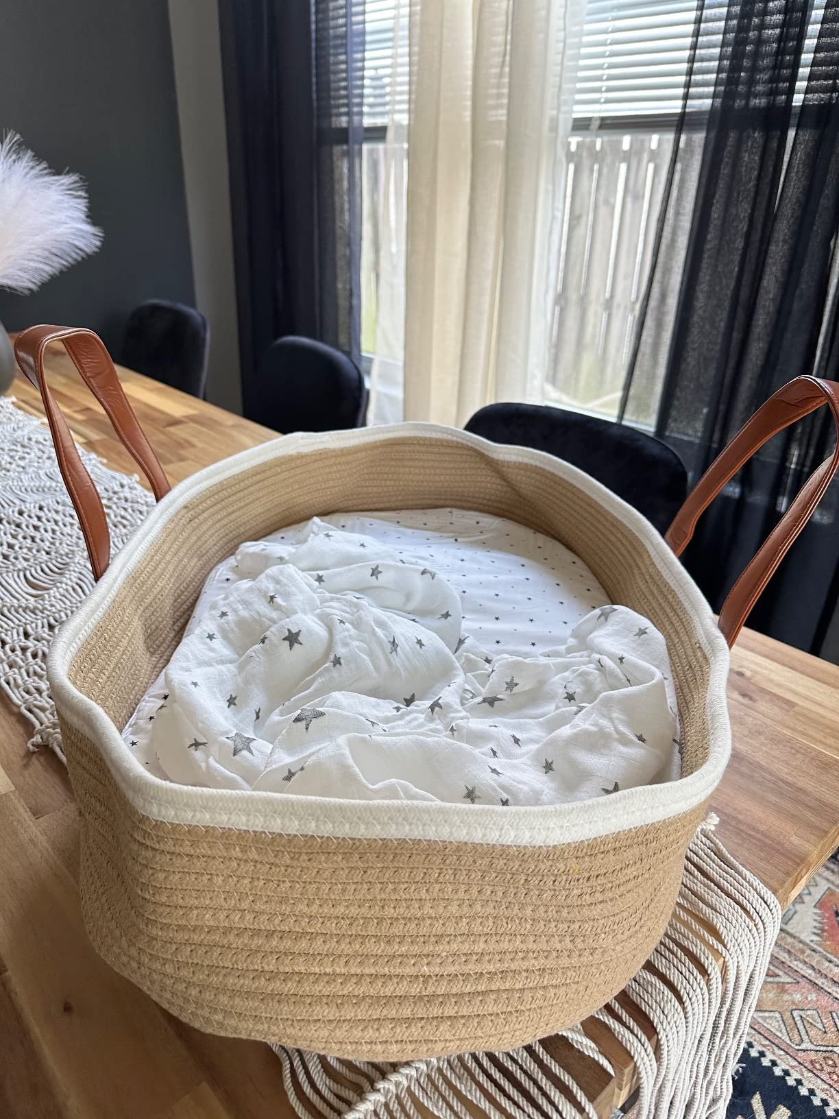 Moses Basket for Babies with Muslin Blanket | Changing Basket for Baby Dresser | Portable Basket for Your Baby's Needs | Baby Changing Basket with Pad | Woven Basket for Travel & Nursery customer photo 2