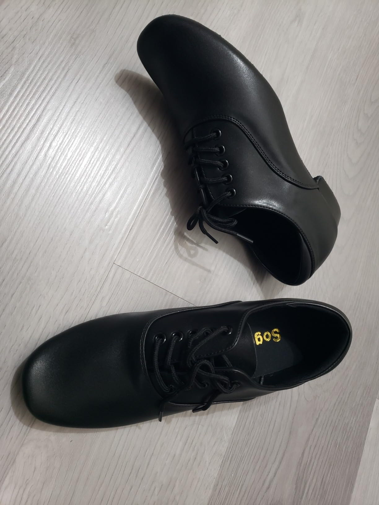 Black Ballroom Dance Shoes Leather Character Shoes for Men's Salsa Latin Tango Dancing customer photo 2