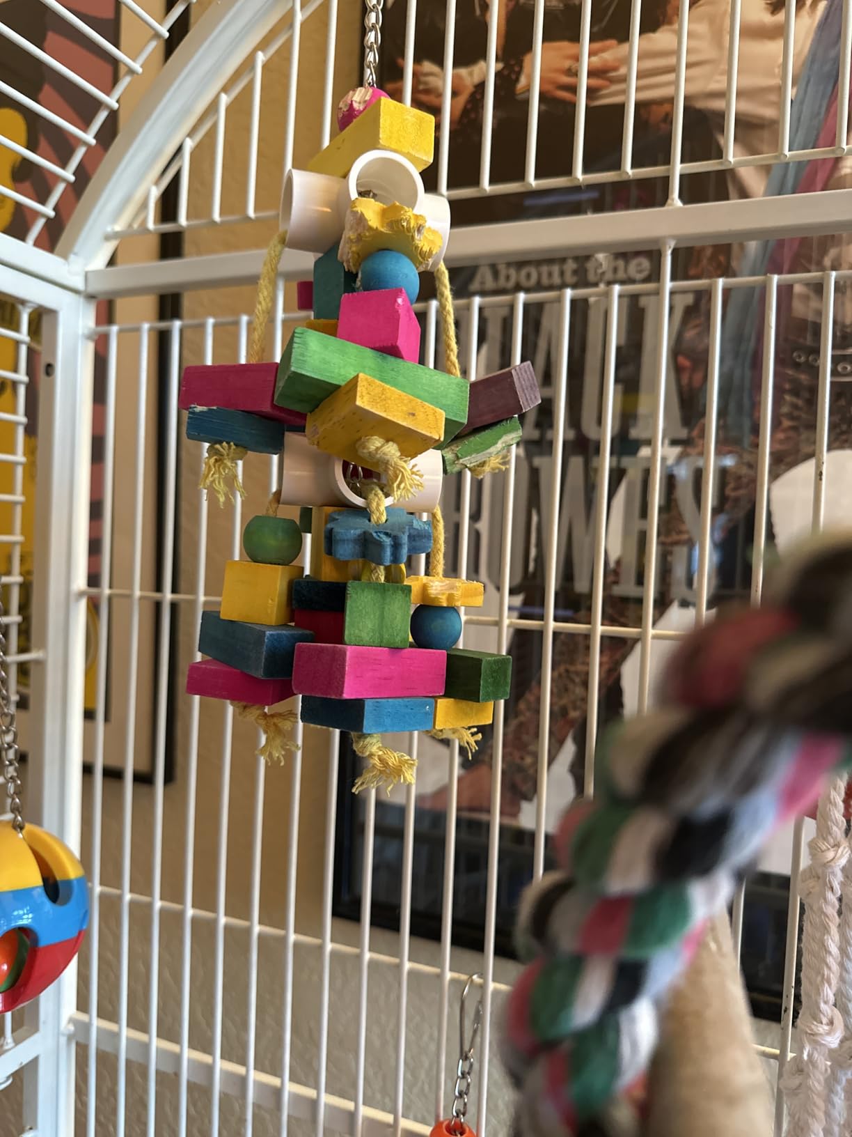 Parrot Toys for African Grey Parrots, Cockatoos, Small Macaws, Amazon Parrots Small and Medium Birds Natural Wooden Safe and Durable Chew Toys and Bird Cage Accessories customer photo 1