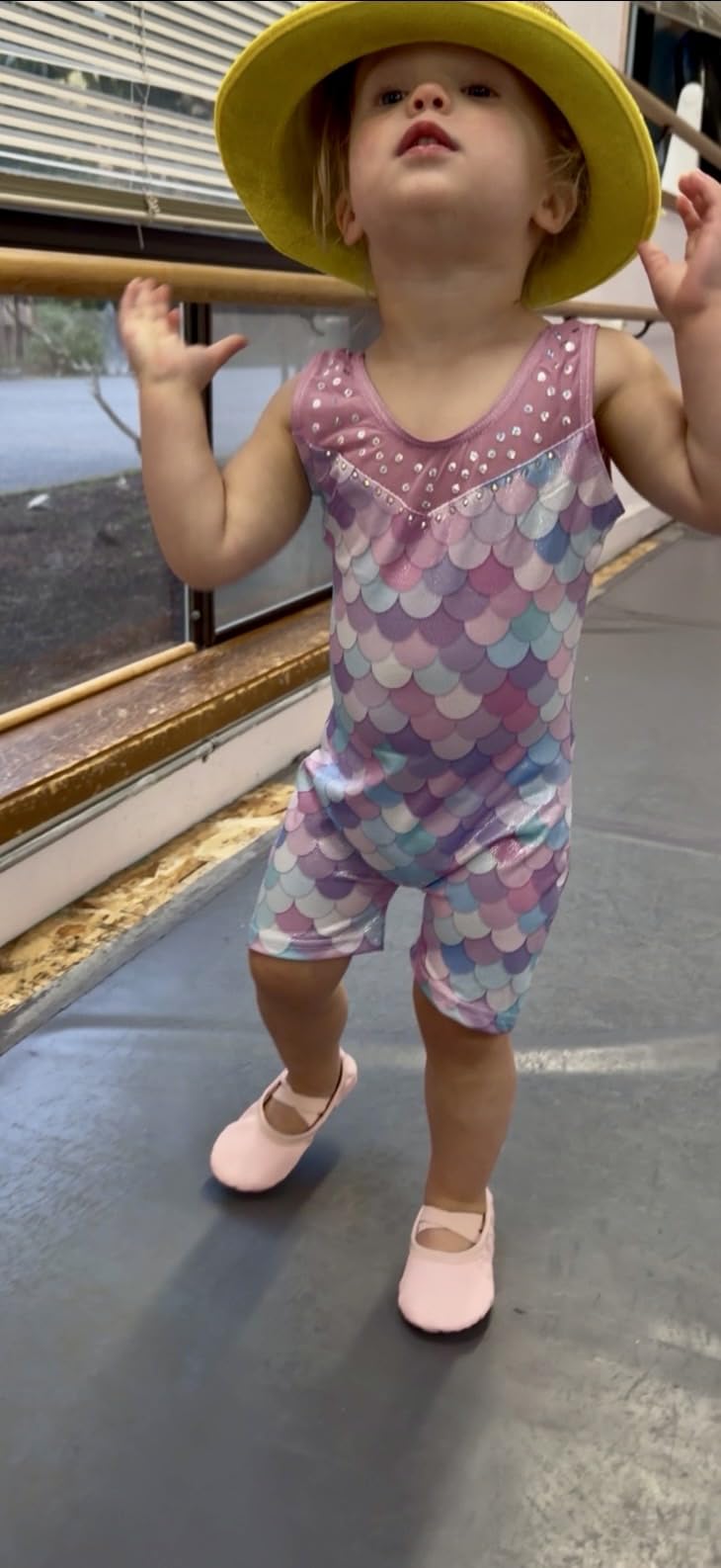 Leotards for Girls Gymnastics Toddler Dance Biketards Mermaid Unicorn Athletic Dance Wear Shiny Rainbow Blue Hotpink customer photo 1