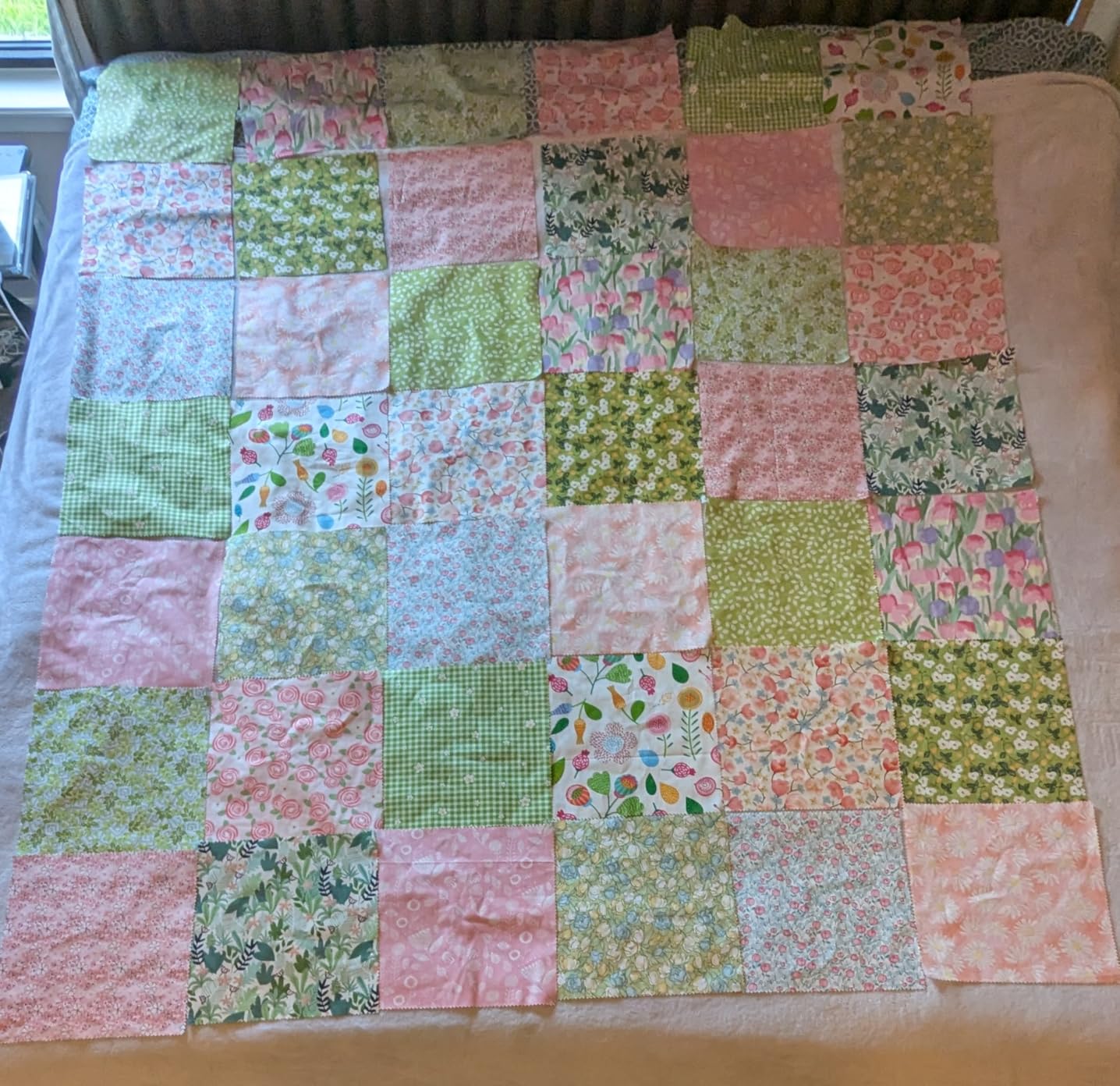 Spring Floral Squares 10x10, Layer Cake Fabric for Quilting - 10 inch Precuts (42 Pcs) - Green, Pink customer photo 2