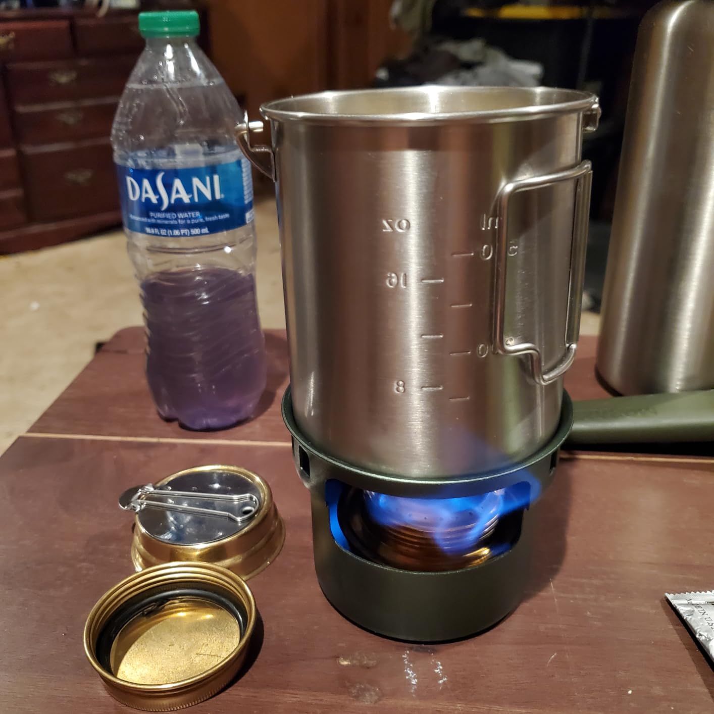 2 In 1 Mini Alcohol Stove For Camping, Portable Alcohol Burner With Stainless Steel Cross Stand, Storage Bag, Lightweight Tiny Brass Stove For Backpacking Emergency Outdoor Coffee customer photo 1