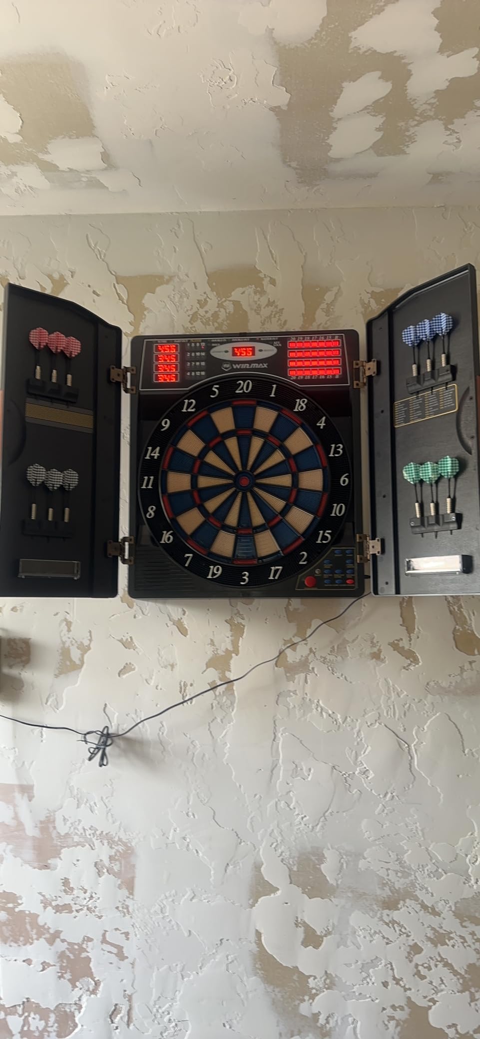 WIN.MAX Electronic Dart Board Cabinet Set, LED Electric Digital Dart Boards with 12 Soft Tip Darts customer photo 1