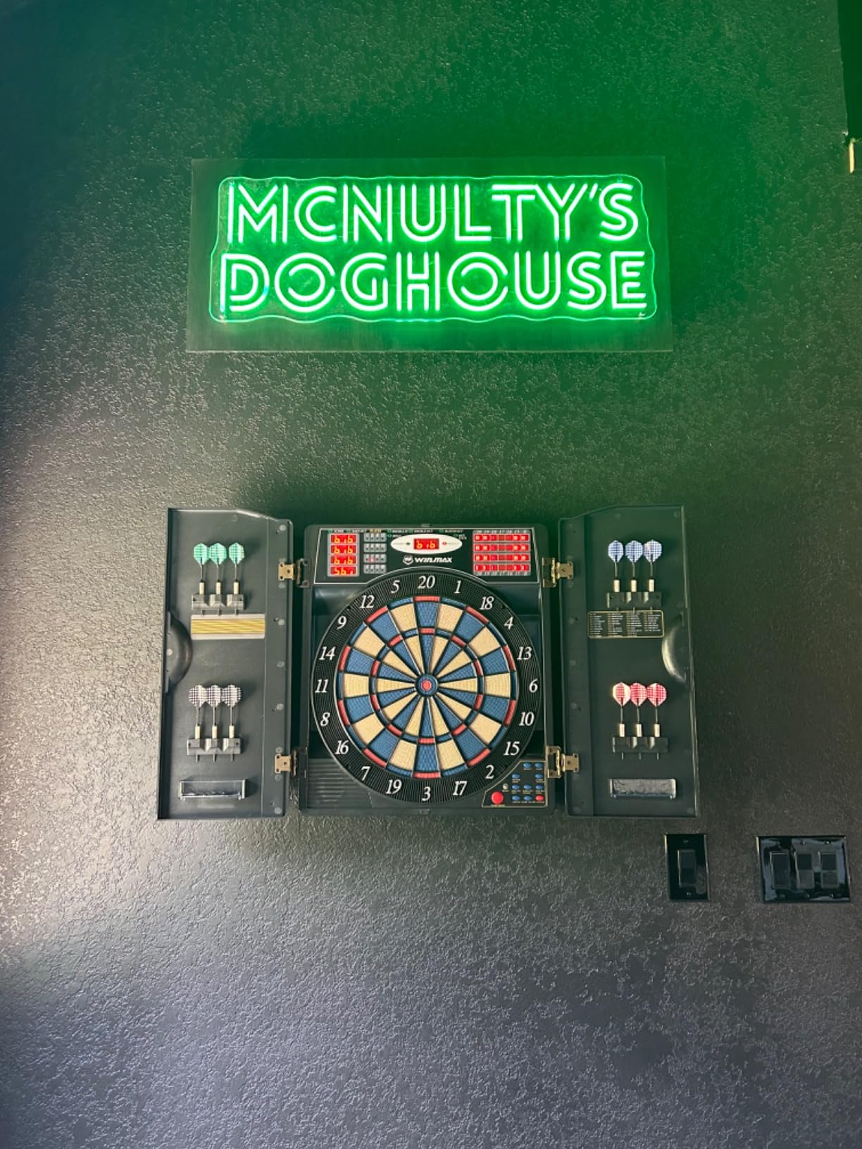 WIN.MAX Electronic Dart Board Cabinet Set, LED Electric Digital Dart Boards with 12 Soft Tip Darts customer photo 2