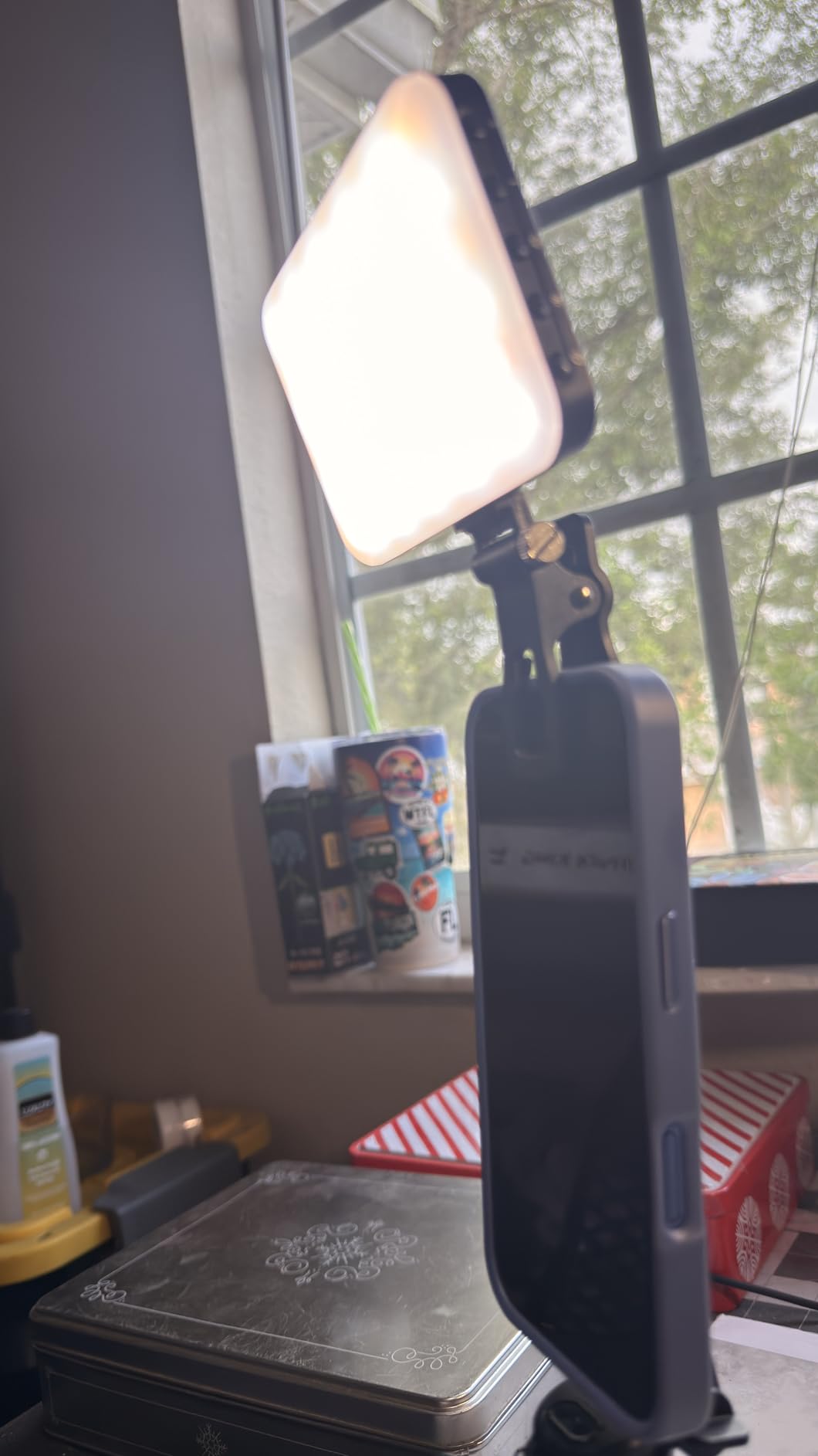 ALTSON 60 LED Portable Selfie Light Video Conference Lighting with Clip & Camera Tripod Adapter Rechargeable 2200mAh CRI 97+, 3 Light Modes for Phone iPhone Webcam Laptop Photo Makeup customer photo 2