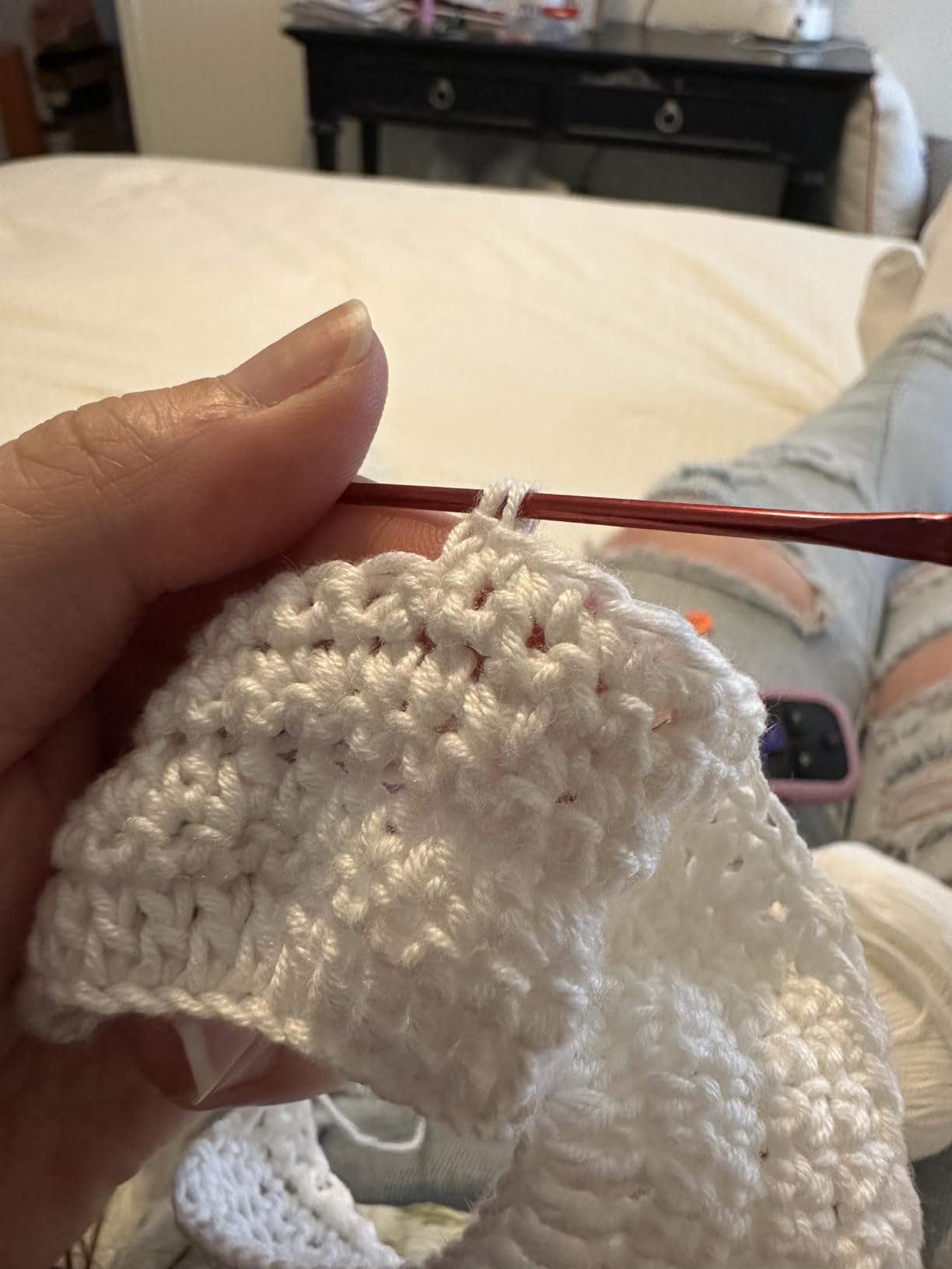 Keche Cotton Yarn, 60% Cotton 40% Acrylic Yarn, Soft Cotton Yarn for Crochet and Knitting, 1.76 Oz (50g) / 180 Yrds (165m) - Cream customer photo 2