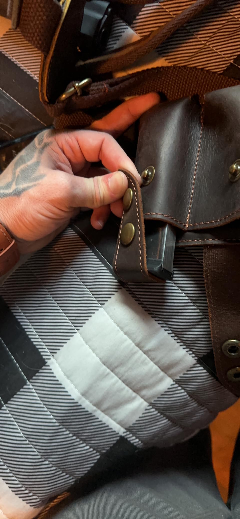 Tourbon Canvas & Leather Horizontal Shoulder Holster System with Double Magazine Pouch for Right Hand Draw Brown customer photo 2