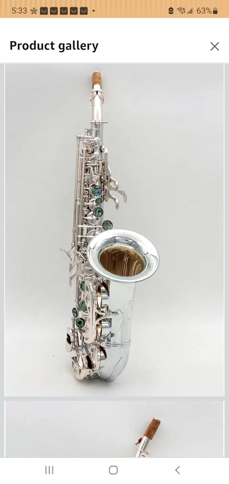 Eastern Music Yani style full silver plated Curved Soprano Saxophone customer photo 1