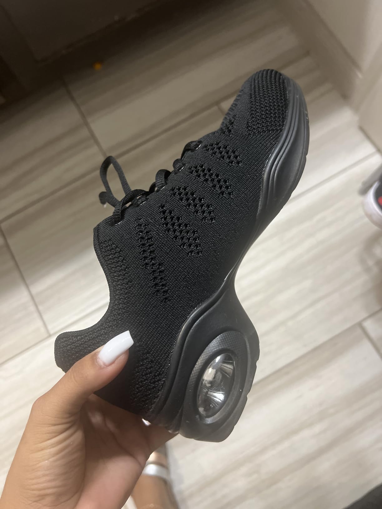 Women's Jazz Shoes Lace-up Sneakers Modern Dance Shoes Air Cushion Platform Walking Dance Shoes customer photo 1