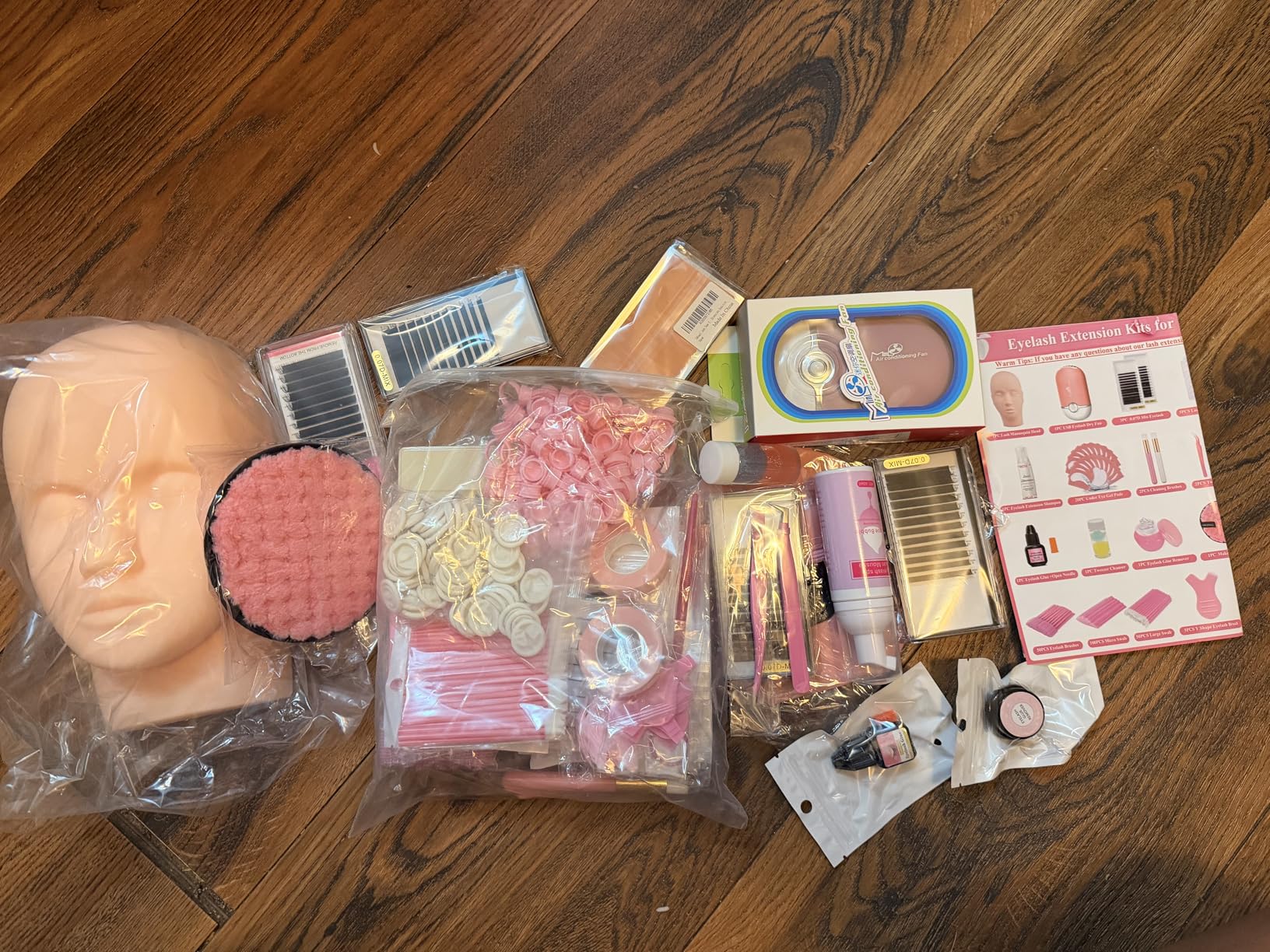 Lash Kit for Eyelash Extension Beginners Eyelash Extension Kit with Lash Mannequin Head, Eyelash Extension Practice Starter Kit with Everything USB Fan Lash Glue False Eyelash Lash Shampoo customer photo 2