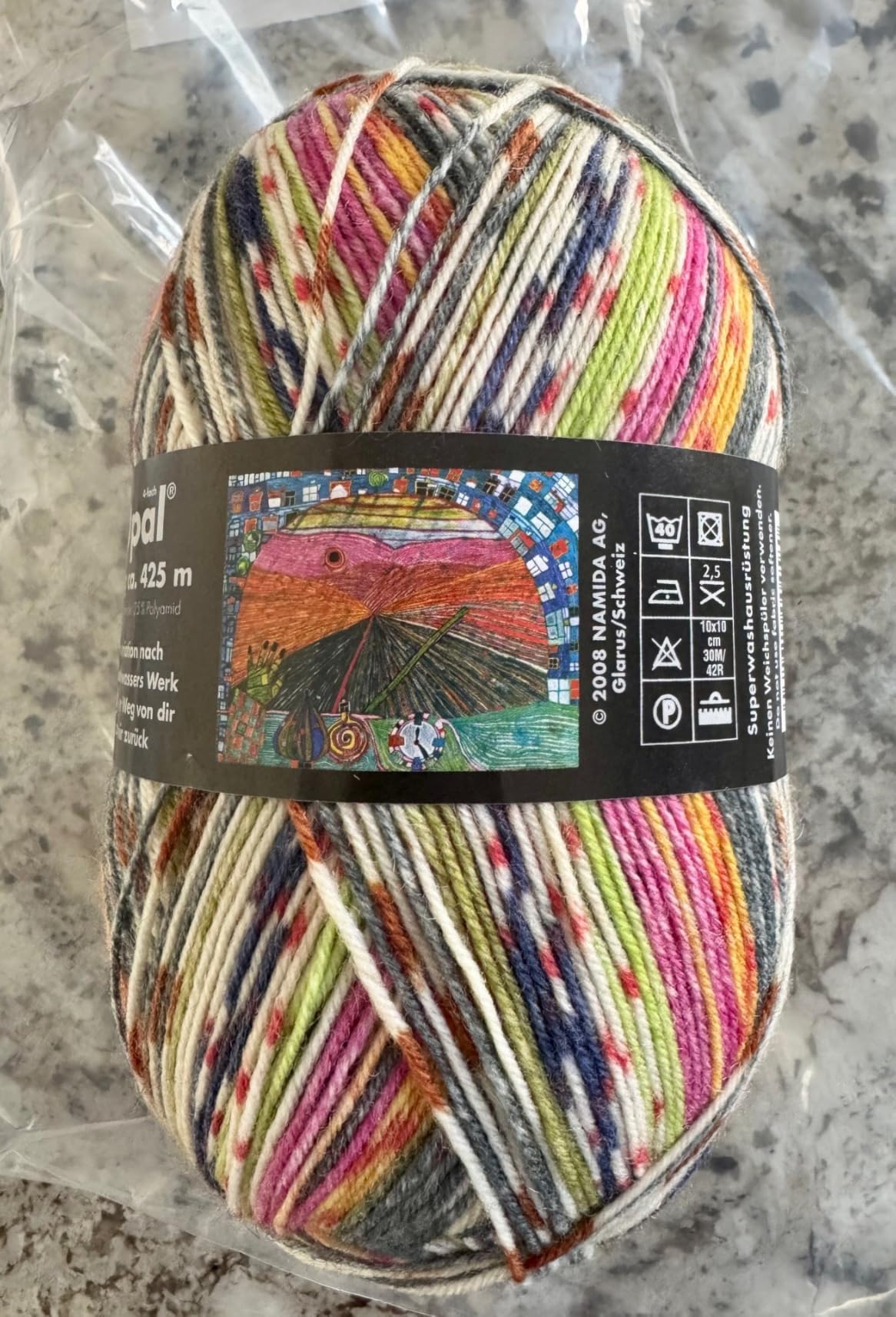 Opal 4ply Sock Yarn According to Hundertwasser Collection, 75% Wool 25% Polyamide Space Dyed Colourful Yarn for Knitting & Crocheting 100g/3.53oz (#2107) customer photo 1