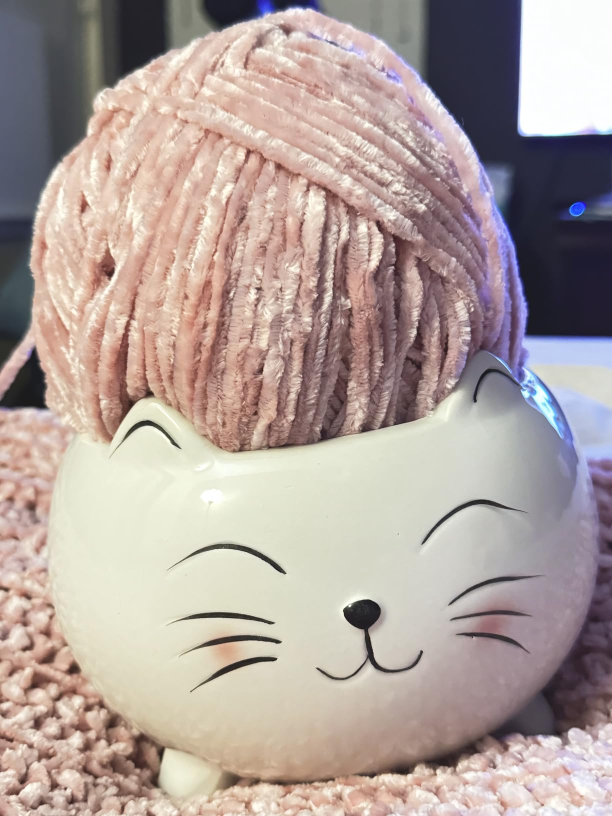 Cat Yarn Bowl for Knitting - Cute Ceramic Knitting Bowl Extra Large - Ceramic Yarn Bowl Crochet Accessories Yarn Holder Storage Gift for Knitters Funny customer photo 1