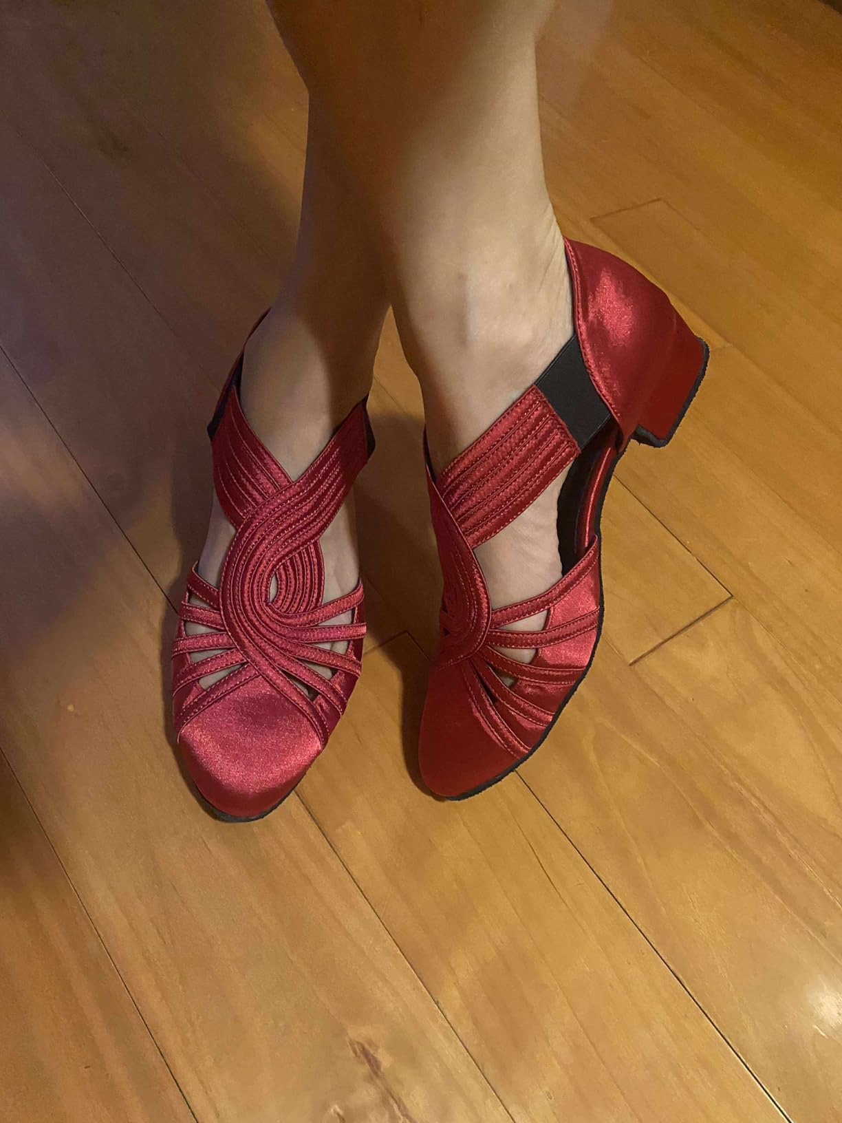 Women Swing Latin Ballroom Salsa Dance Shoes (Closed Toe, Suede Sole) YT12 customer photo 1