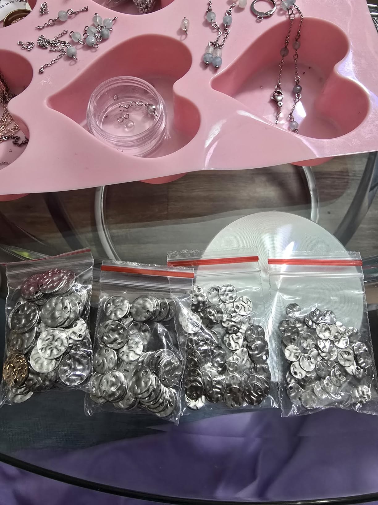 PH PandaHall 200pcs Metal Stamping Blanks, 304 Stainless Steel Blank Tags Flat Round Charms with Textured Pattern Message Word Tag Pendants for Bracelet Earring Jewelry Gift Making customer photo 2