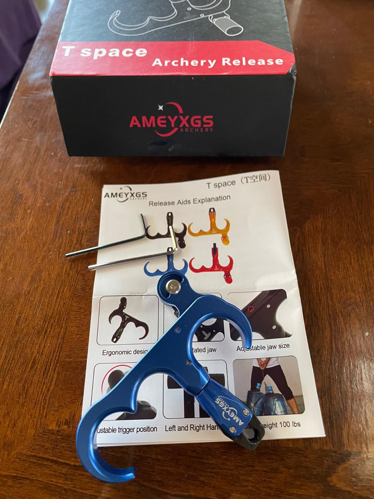 AMEYXGS Archery Bow Release for Compound Bows, Durable Aluminum 360° Rotate Caliper Thumb Release 3 Finger Release customer photo 1