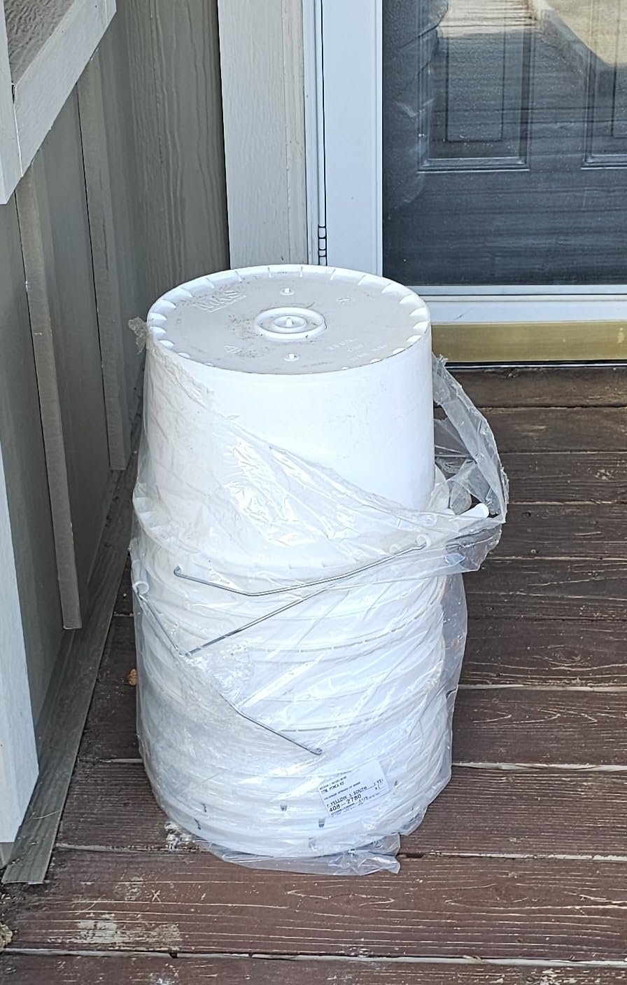 MKS Plastics 5-Gallon Bucket with Airtight Lid - Made in USA, Food Grade BPA Free Plastic, Heavy Duty Multi-Use, Metal Handle with Grip, Stackable Storage - White, 3 Pack customer photo 2