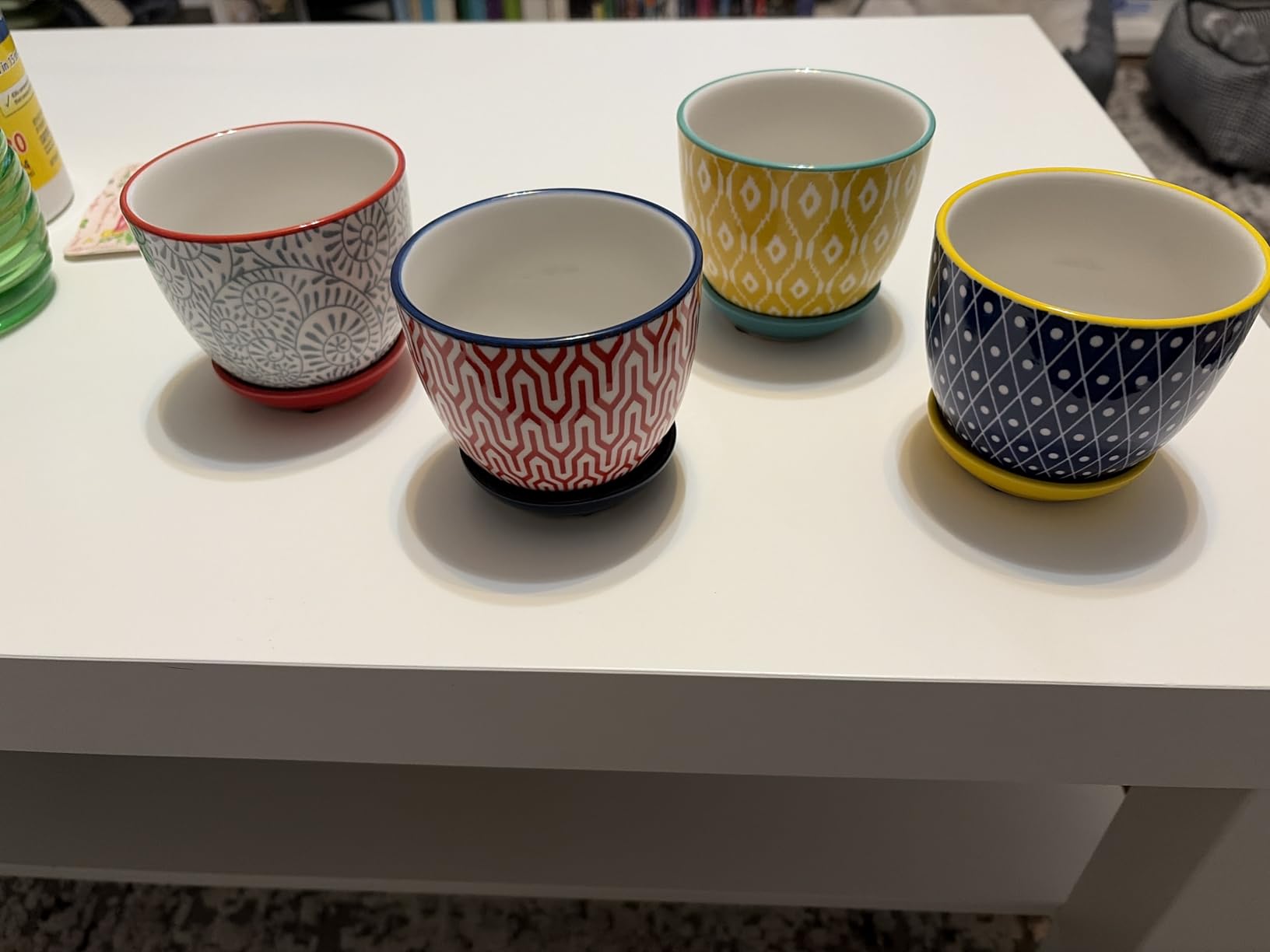 Selamica Ceramic Succulent Pots with Drainage Holes, Small Flower Pots 3.5 Inch Plant Pots for Indoor Plants with Saucers, Cactus Succulent, Home Decor, Set of 4, Vintage Blue customer photo 2