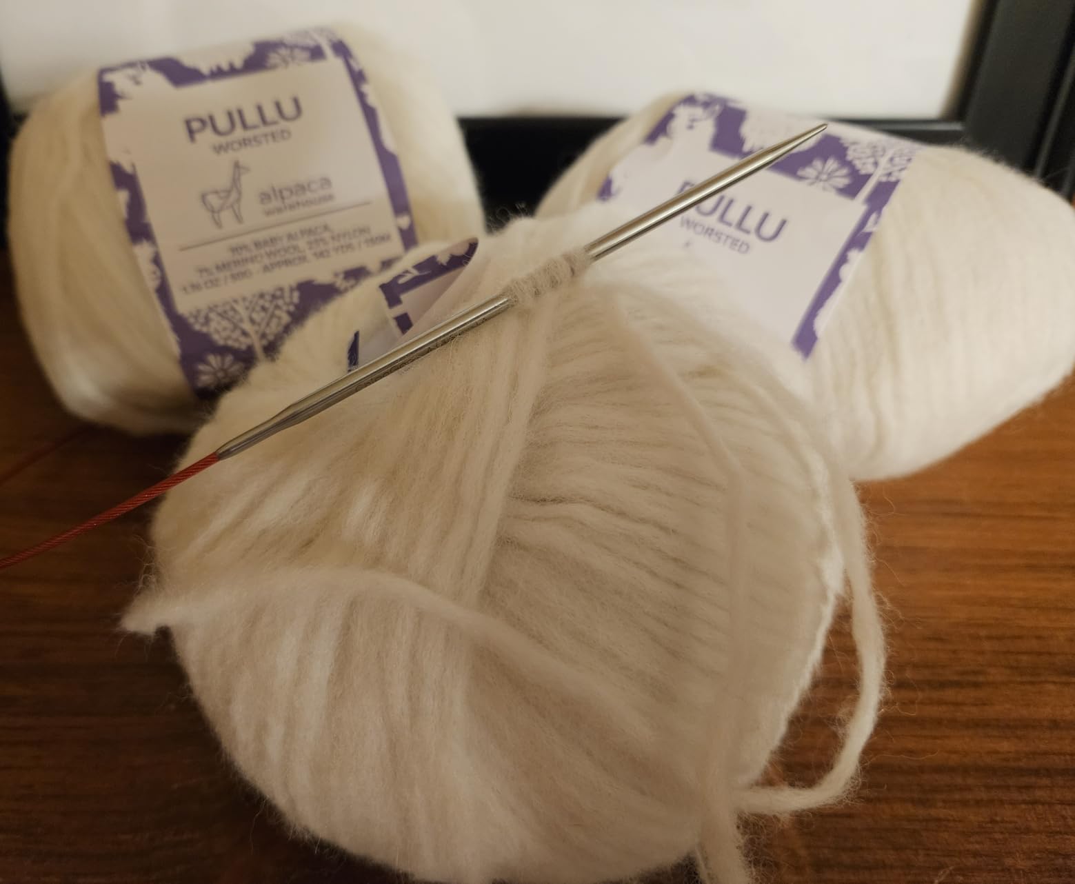 Pullu - Baby Alpaca Merino Wool Yarn Set of 3 Skeins (150 Grams) Worsted Weight - Sourced Directly from Peru - Heavenly Soft and Perfect for Knitting and Crocheting (Serene Skylight) customer photo 1