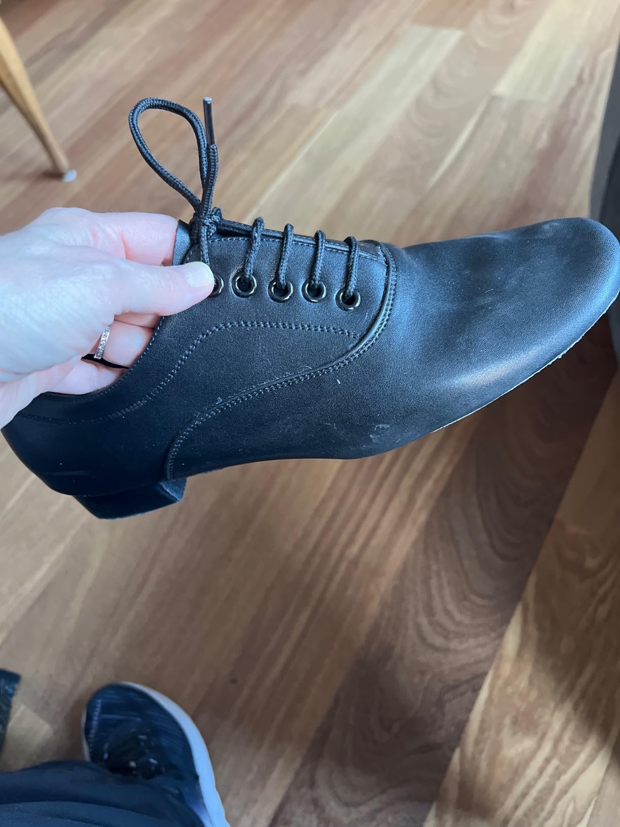 Men's Ballroom Dance Shoes - Leather Lace-up Dancing Shoes for Latin Tango Salsa Waltz, Black customer photo 1