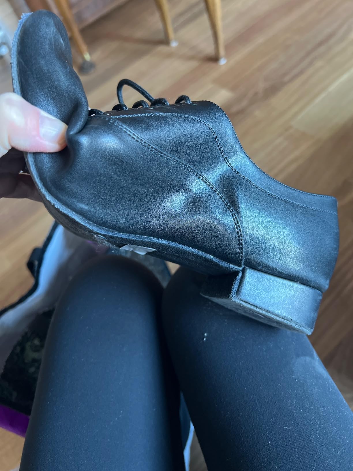 Men's Ballroom Dance Shoes - Leather Lace-up Dancing Shoes for Latin Tango Salsa Waltz, Black customer photo 2