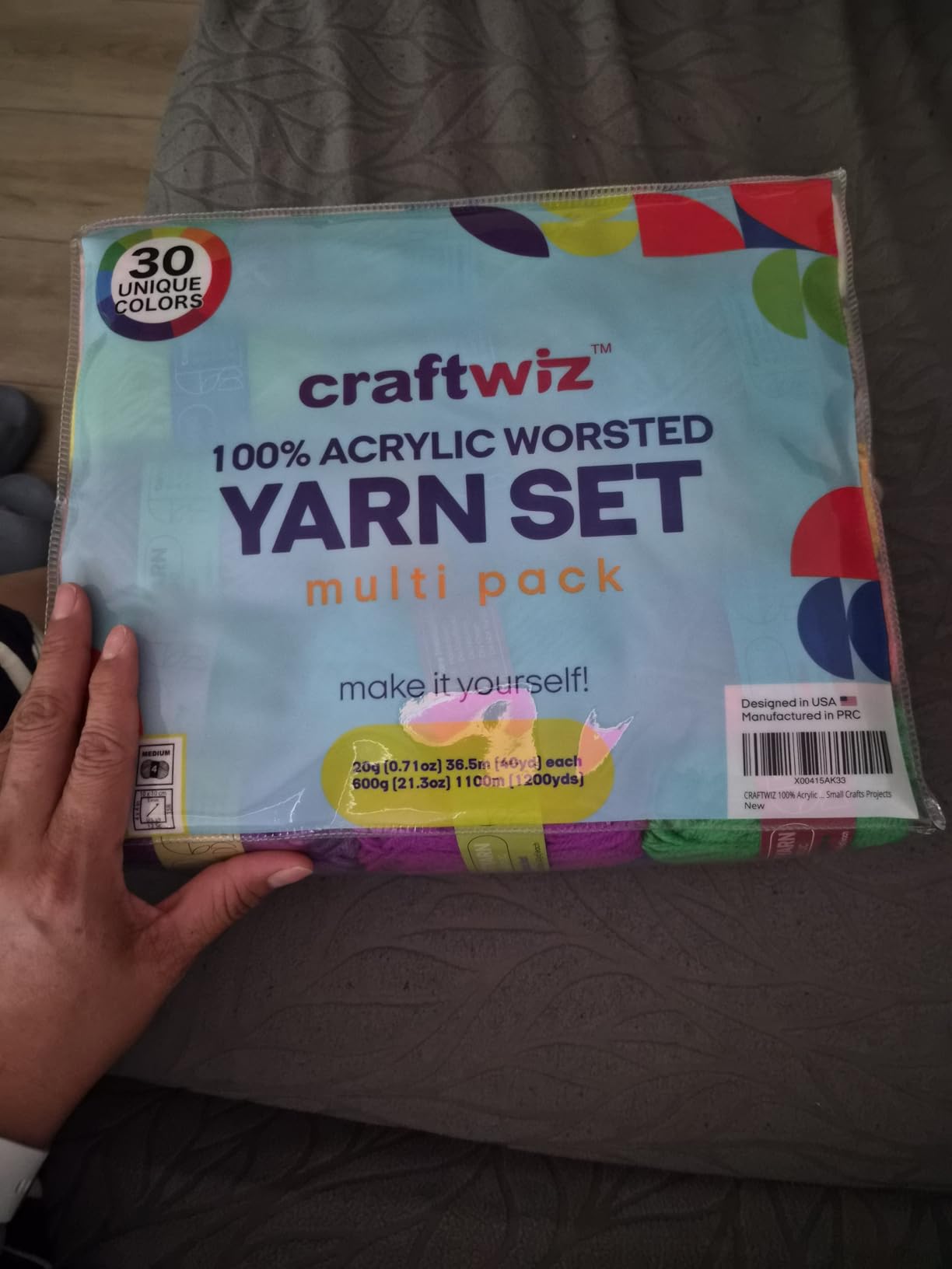 CRAFTWIZ 100% Acrylic Yarn for Crocheting and Knitting - 30x20g Skeins of #4 Worsted Weight, 1200 Yards of Soft Yarn, Perfect for Amigurumi and Other Small Crafts Projects customer photo 2