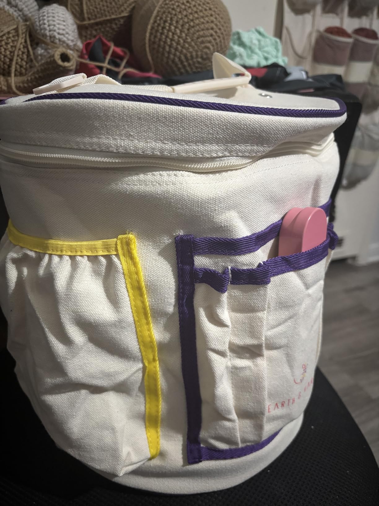 Hearth & Harbor Crochet Bag Organizer - Durable Knitting Bag, Yarn Organizer for Accessories and Supplies, Canvas Yarn Holder, Crochet Carrying Case with Accessories Pouch, Storage Organizer customer photo 1