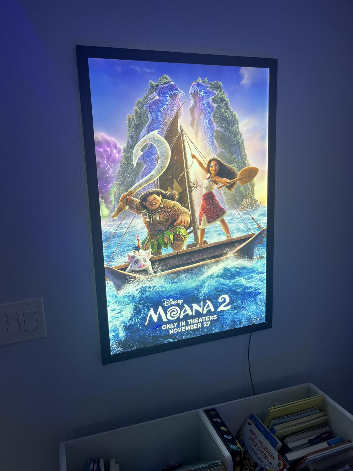 NexaFrame LED Backlit Movie Poster Frame - 24 x 36 Black Cinema Box for Posters, Framed Wall Art Lights for Paintings & Pictures, Digital Signage Display, Lighted Theater Advertising Signs, Light Box customer photo 1