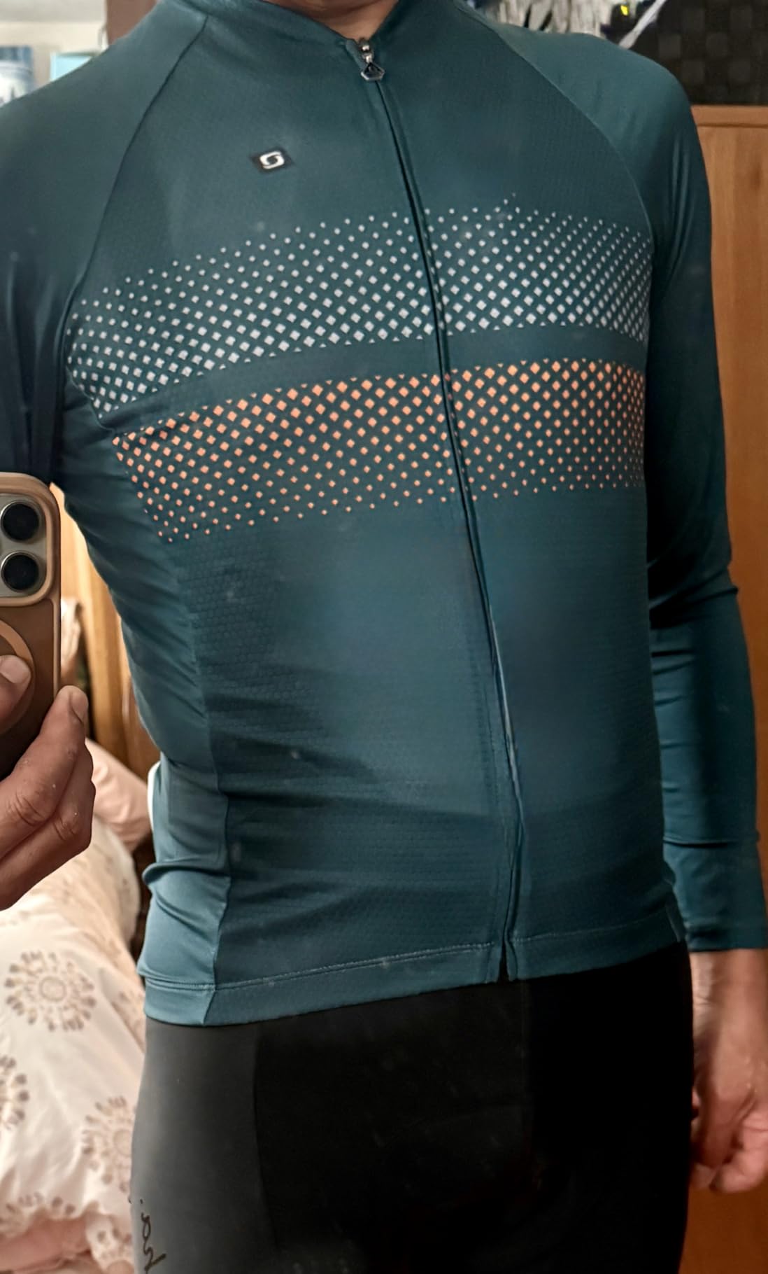 LAMEDA Men's Cycling Jersey Long Sleeve, Breathable Moisture Wicking Bike Shirt, Lightweight Biking Shirt with 3 Rear Pockets customer photo 2