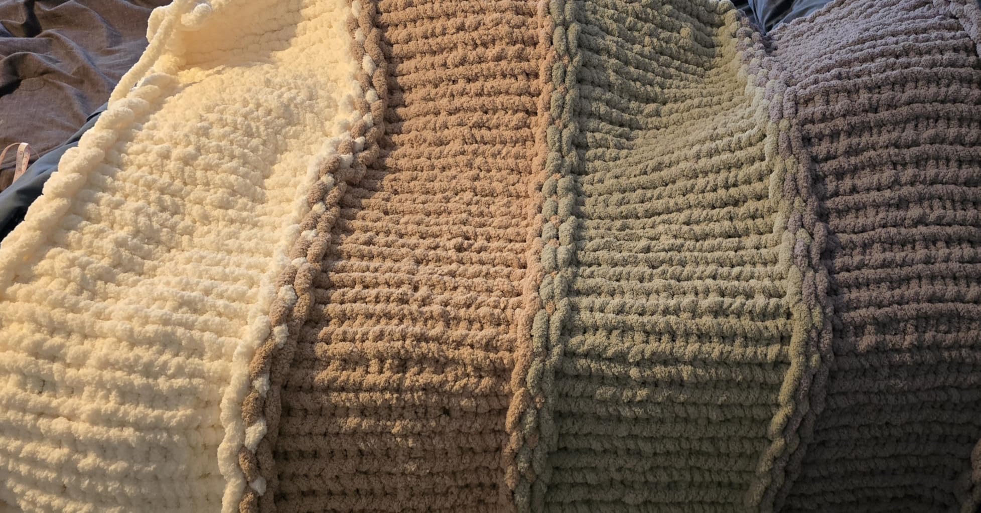 MABOZOO Assorted Chunky Yarn for Hand Knitting 8 Pack, Fluffy Jumbo Chenille Yarn, Soft Plush Yarn Bulky, Giant Thick Fuzzy Yarn for Arm Knitting, Cream & Khaki&Sage&Grey(31.7 yds,8 oz Each Skein) customer photo 1
