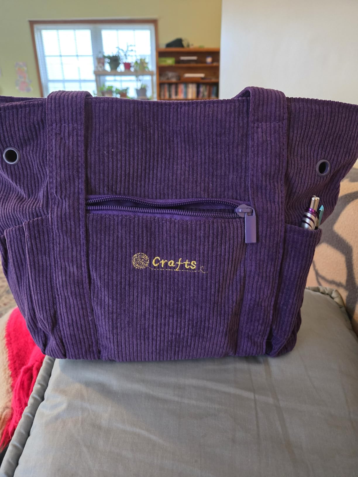 MYBAGZING Crochet Bag and Tote - Corduroy Yarn Bag - Yarn Holder for Crocheting - Crochet Storage Bag for Crochet Hooks, Crochet Accessories, Knitting Bag for Crochet Lovers, Mother's Day Gift customer photo 1