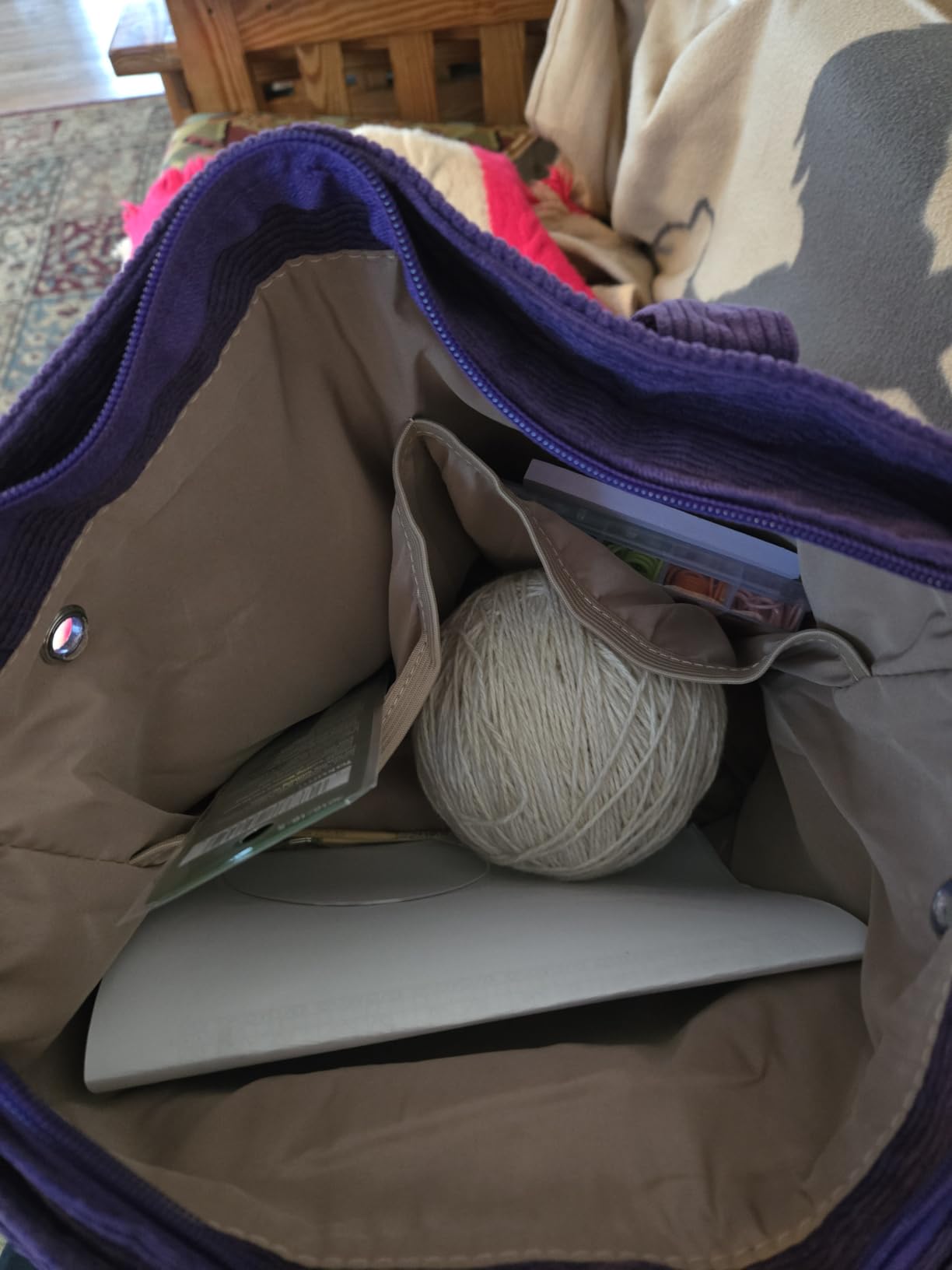 MYBAGZING Crochet Bag and Tote - Corduroy Yarn Bag - Yarn Holder for Crocheting - Crochet Storage Bag for Crochet Hooks, Crochet Accessories, Knitting Bag for Crochet Lovers, Mother's Day Gift customer photo 2