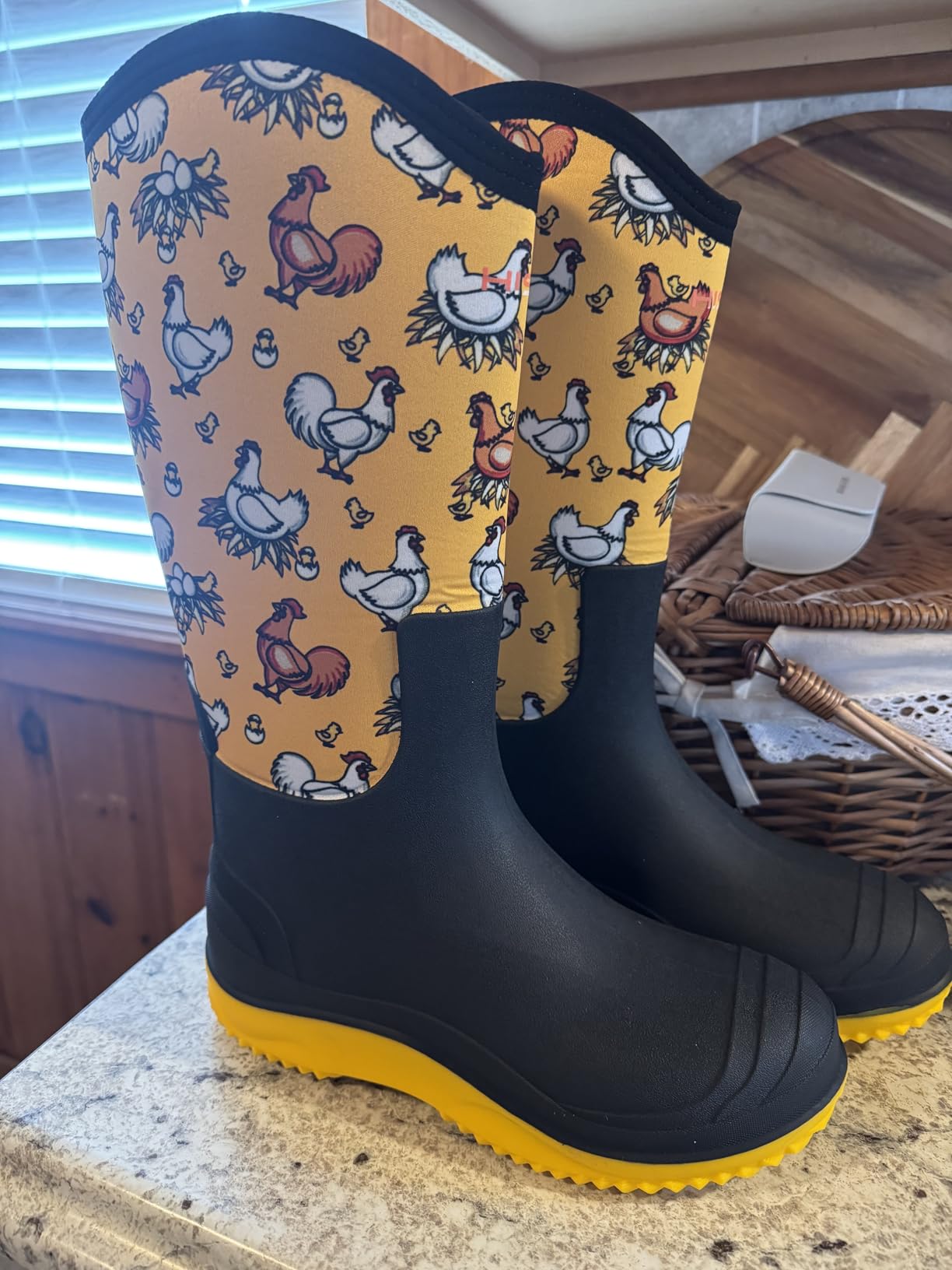 Women's Mud Rain Boots, Waterproof Tall Garden Shoes, Insulated Neoprene Rubber for Outdoor Activities: Hunting, Gardening, Farming, Muddy Yard Work, Sizes US 6-11 customer photo 1