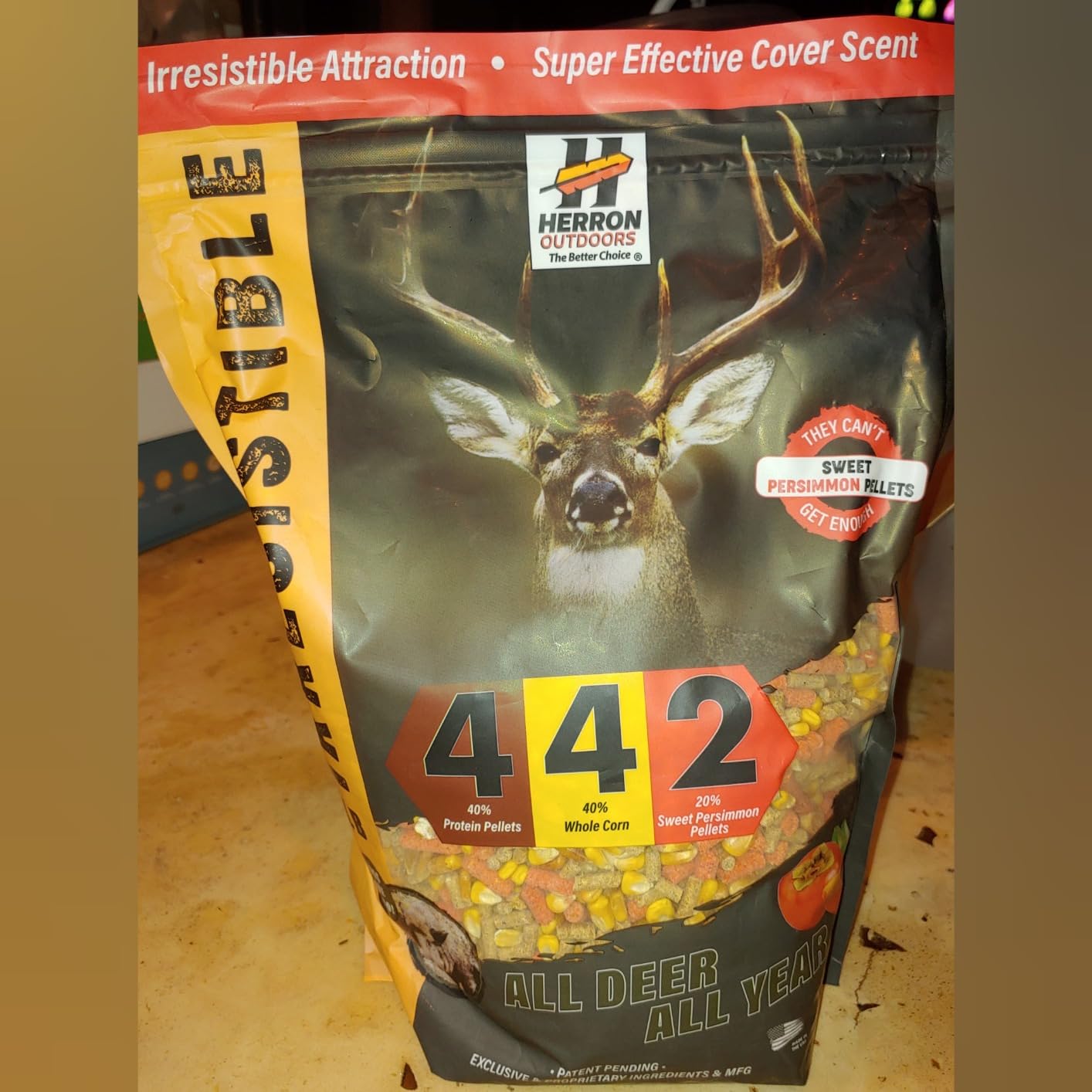 Herron Outdoors 4-4-2 Perssimon Protein Deer Feed, Deer Attractant with Whole Corn and Perssimon Protein Pellet, Nutritional Feed Enhancer for All Hunters All Seasons - 5lbs customer photo 1