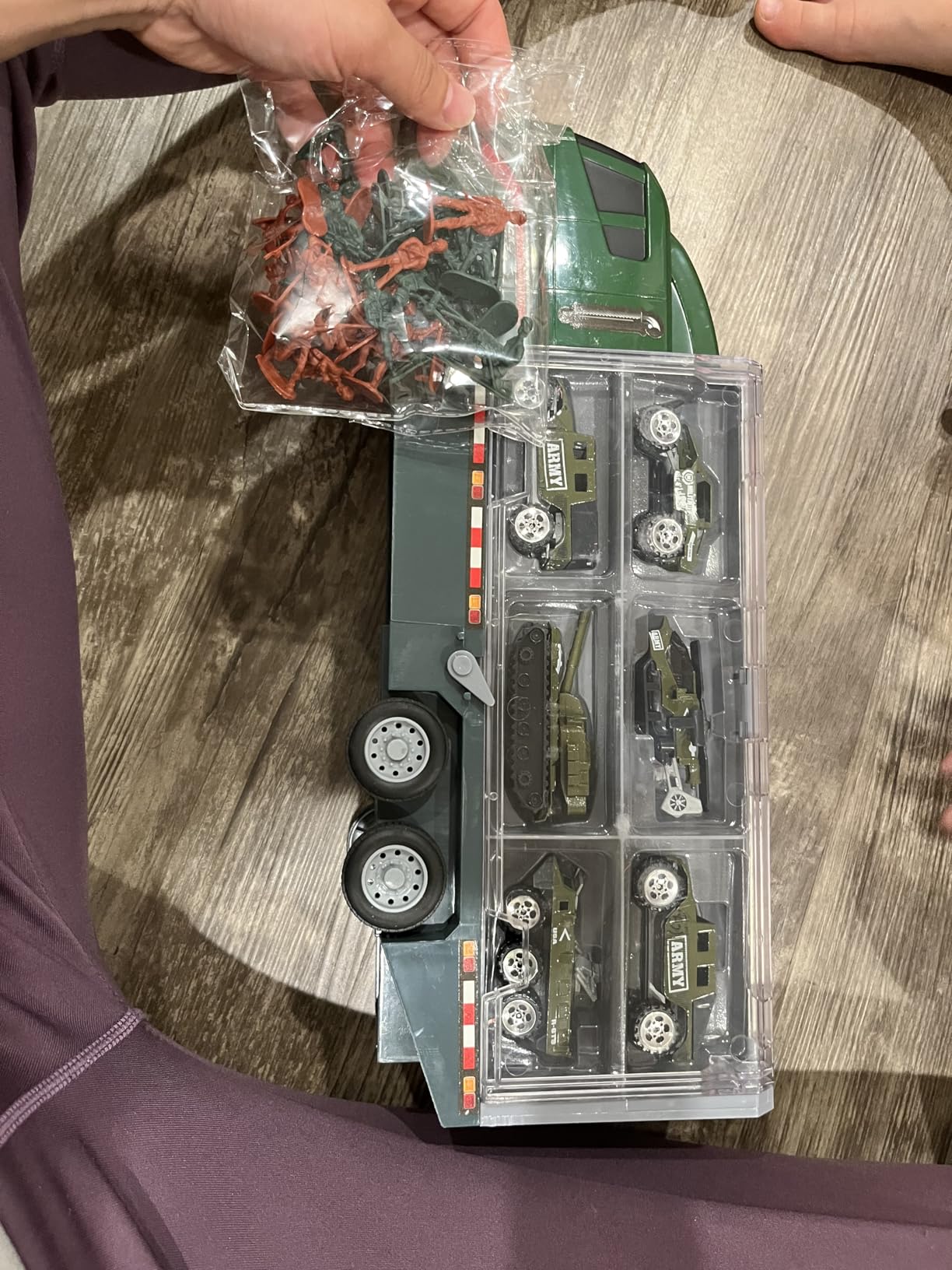 LovesTown 44PCS Large Military Truck Set, 13PCS Mini Die-cast Military Toy Cars in Carrier Truck with 30PCS Army Men Toy Soldiers for Kids Boys Birthday Party Favors customer photo 1