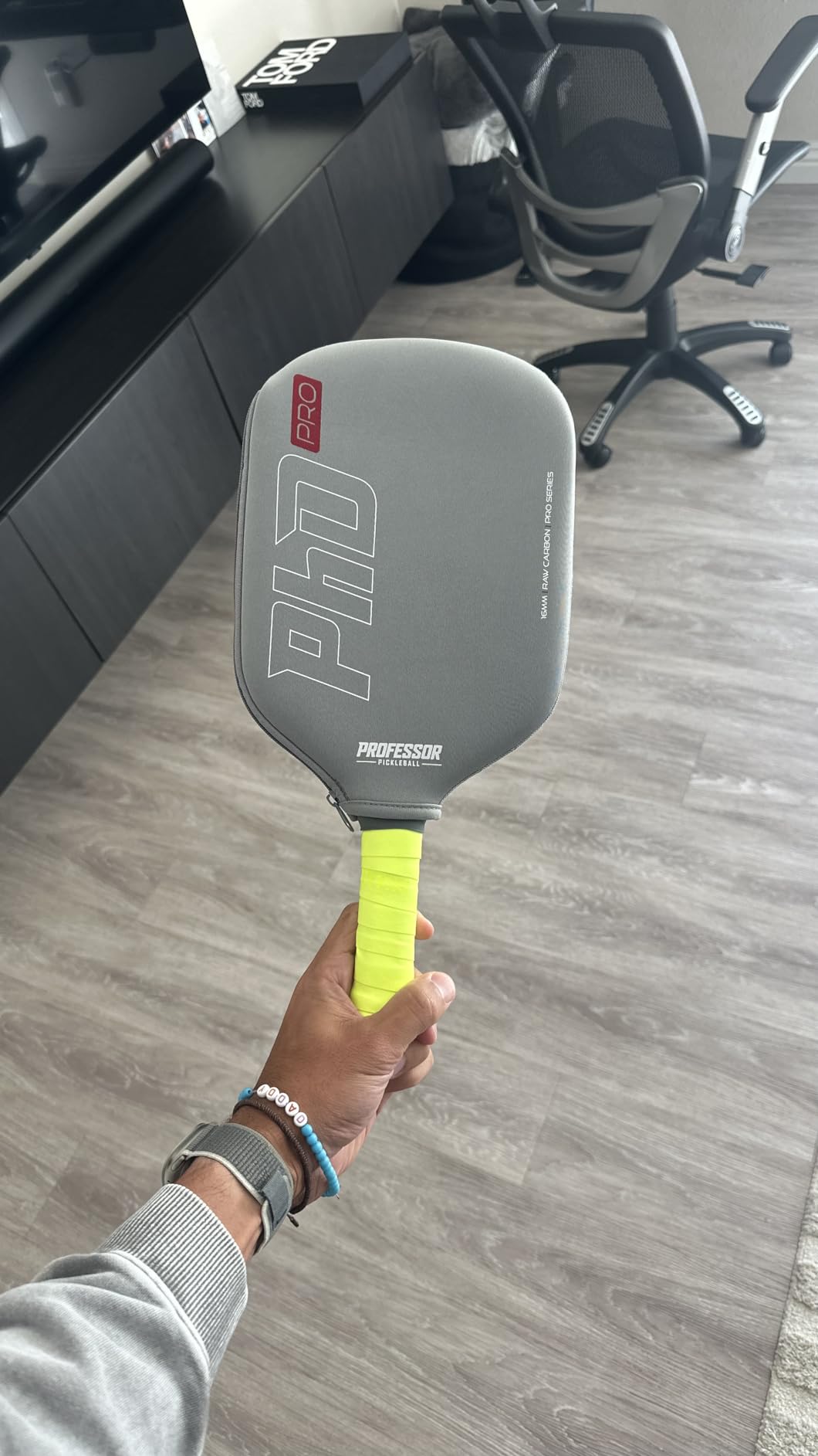 Professor PhD Raw Carbon Fiber Premium Pickleball Paddle Racket - USA Pickleball Approved - Honeycomb Core - Power & Control customer photo 2