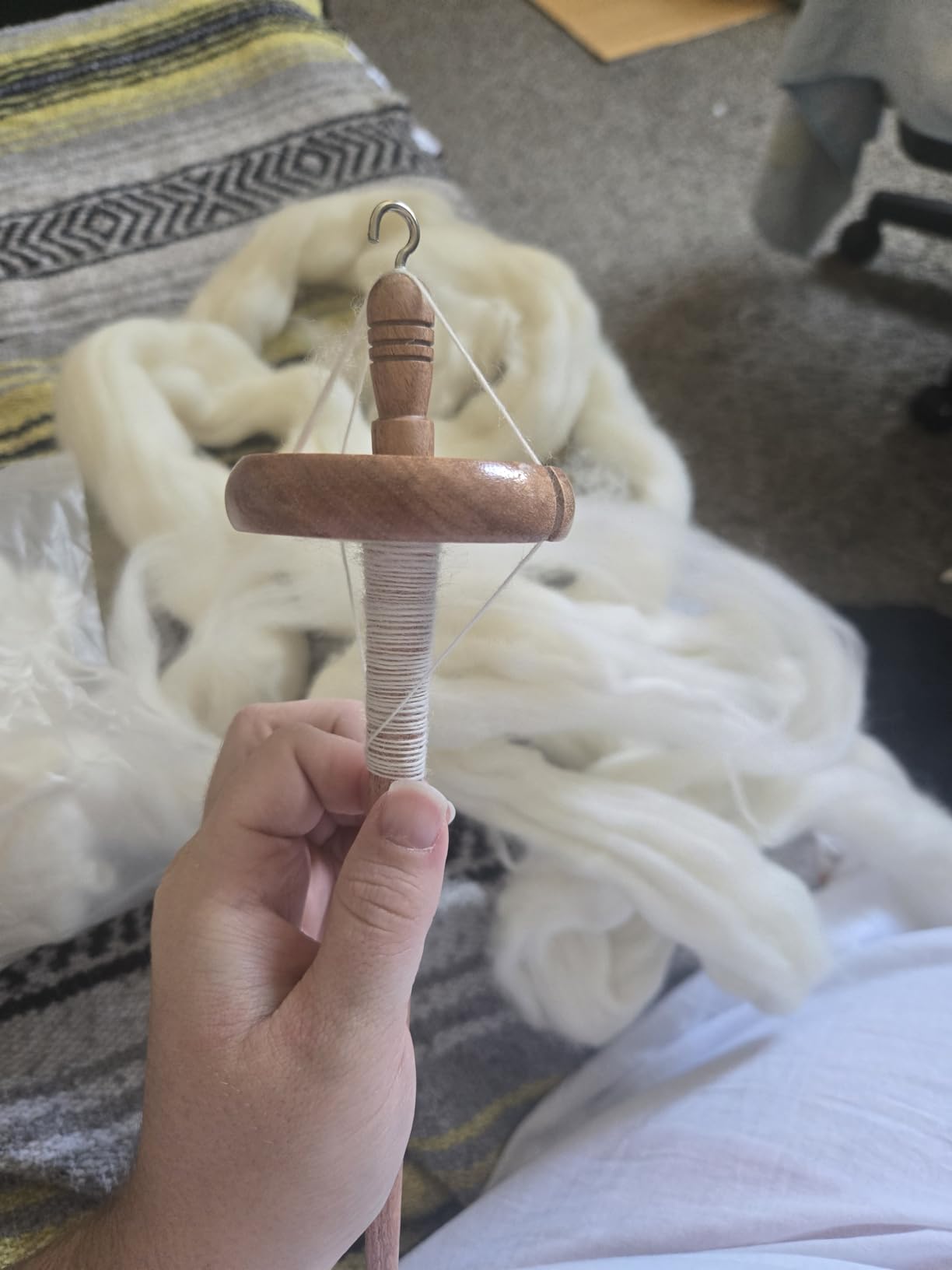 Savina Wooden Hardwood Drop Spindle Top Whorl Yarn Spinner Wheel for Beginners & Advanced - Hand Spinning, Spin Roving into Yarn customer photo 2