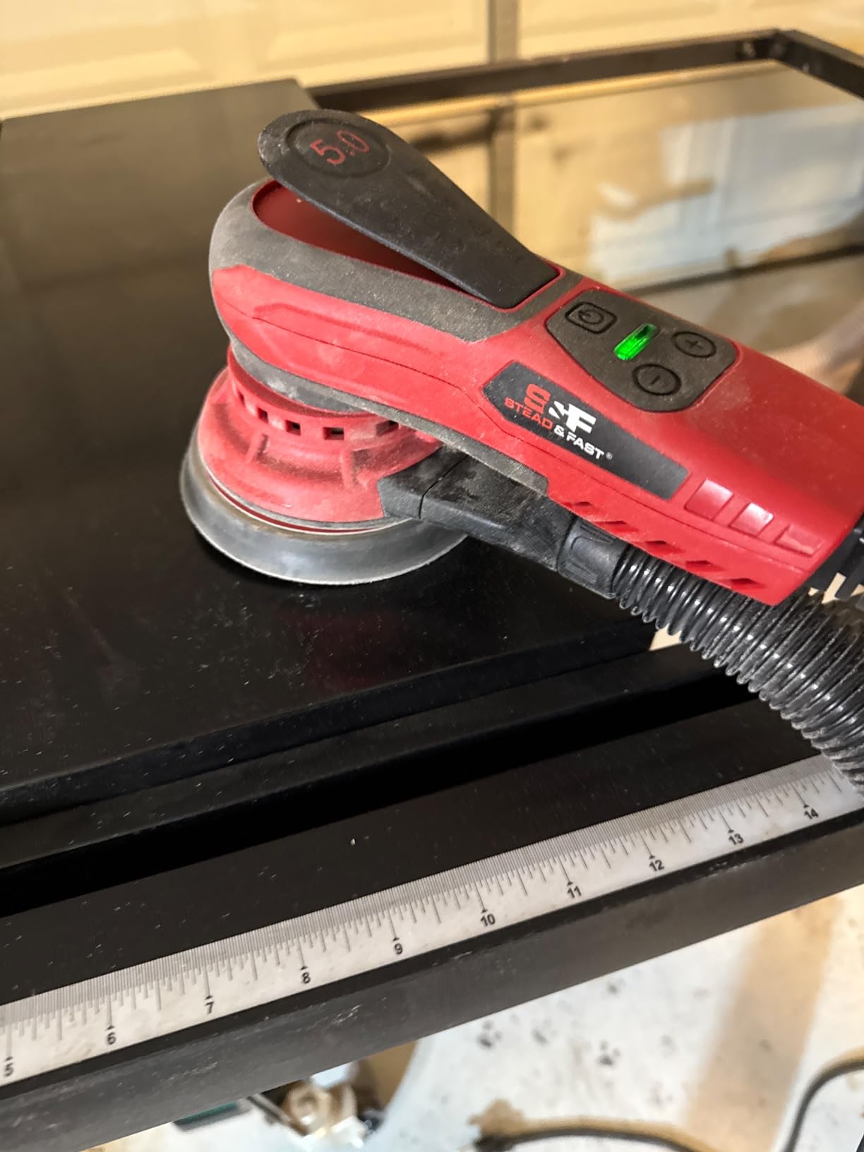 S&F STEAD & FAST Electric Random Orbital Sander with Vacuum Attachment 350W, Professional-grade, 5 inch 6 inch Backing Pads, Quiet, Powerful, Low Vibration, Woodworking, Auto Body Repair customer photo 1