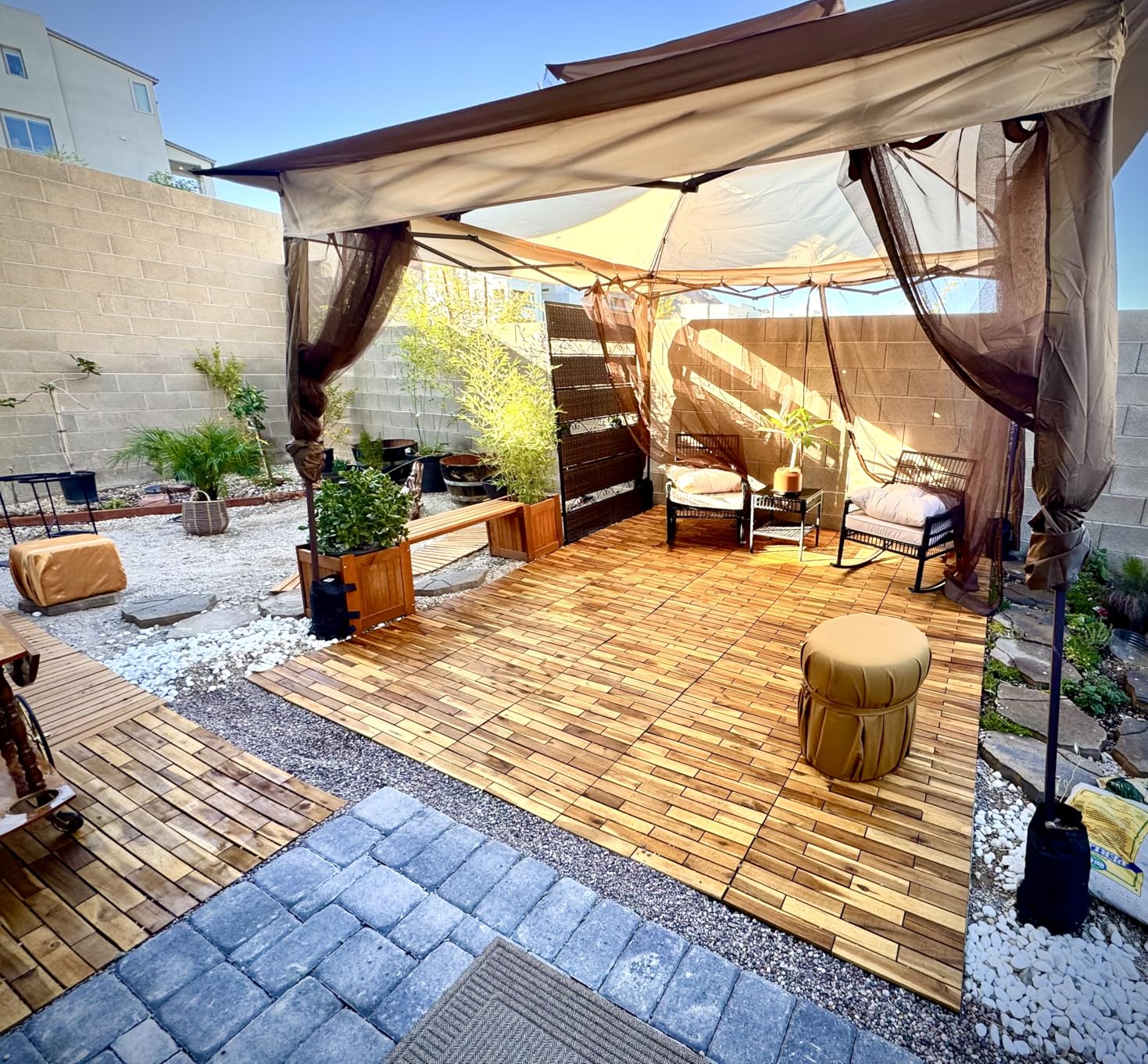 Majestick Goods Interlocking Long Deck Tiles - 24x12 Acacia Hardwood Outdoor Flooring for Patio, Balcony & Walkway - Easy Snap Together Wood Floor Panels, 2 Pack (12pcs) Covers 24 Sq Ft customer photo 2