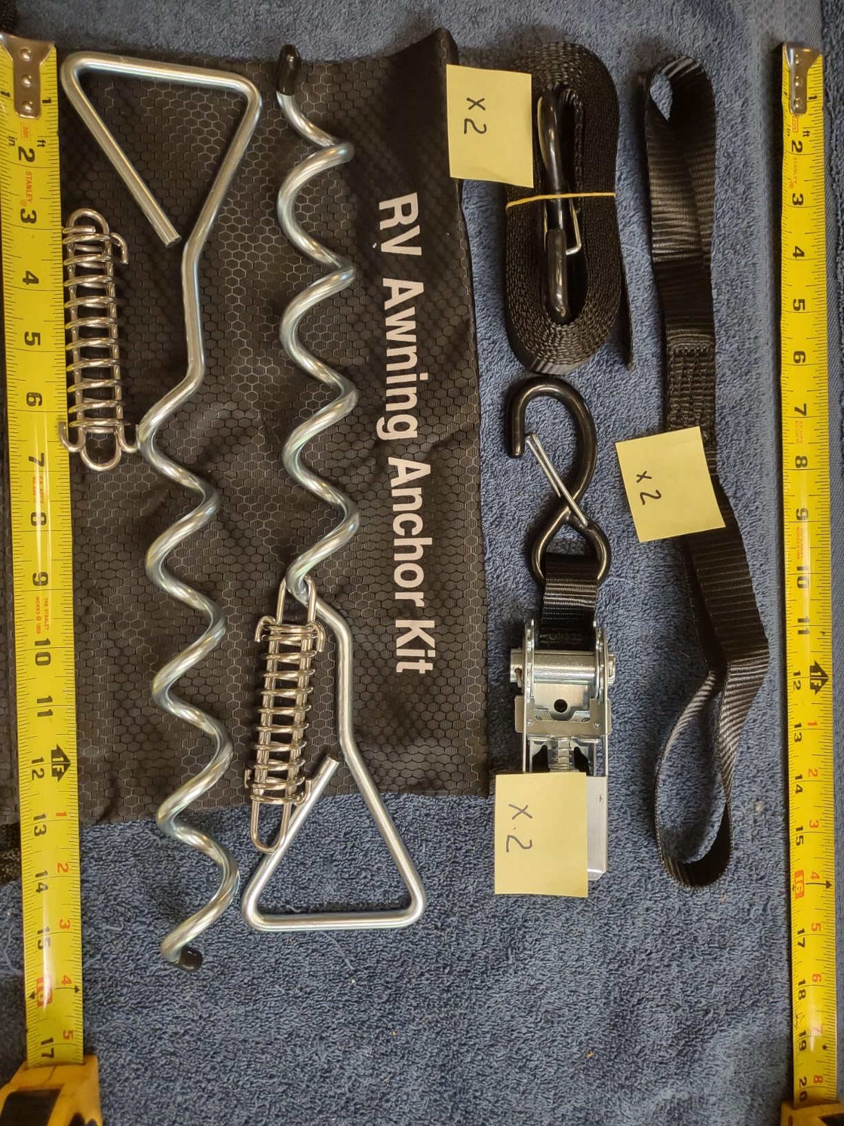 WanDwel RV Awning Tie Down Kit with Shock Absorbing Spring & 13ft Ratchet Straps for Wind-Proof customer photo 2
