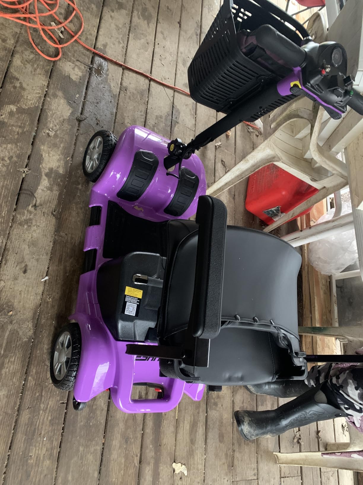 Mobility Scooter for Adults, Senior, 4 Wheels Electric Powered Chargeable Device for Travel, Lightweight and Portable, with LED Headlights and Basket, Charger Included, Red/Blue customer photo 2