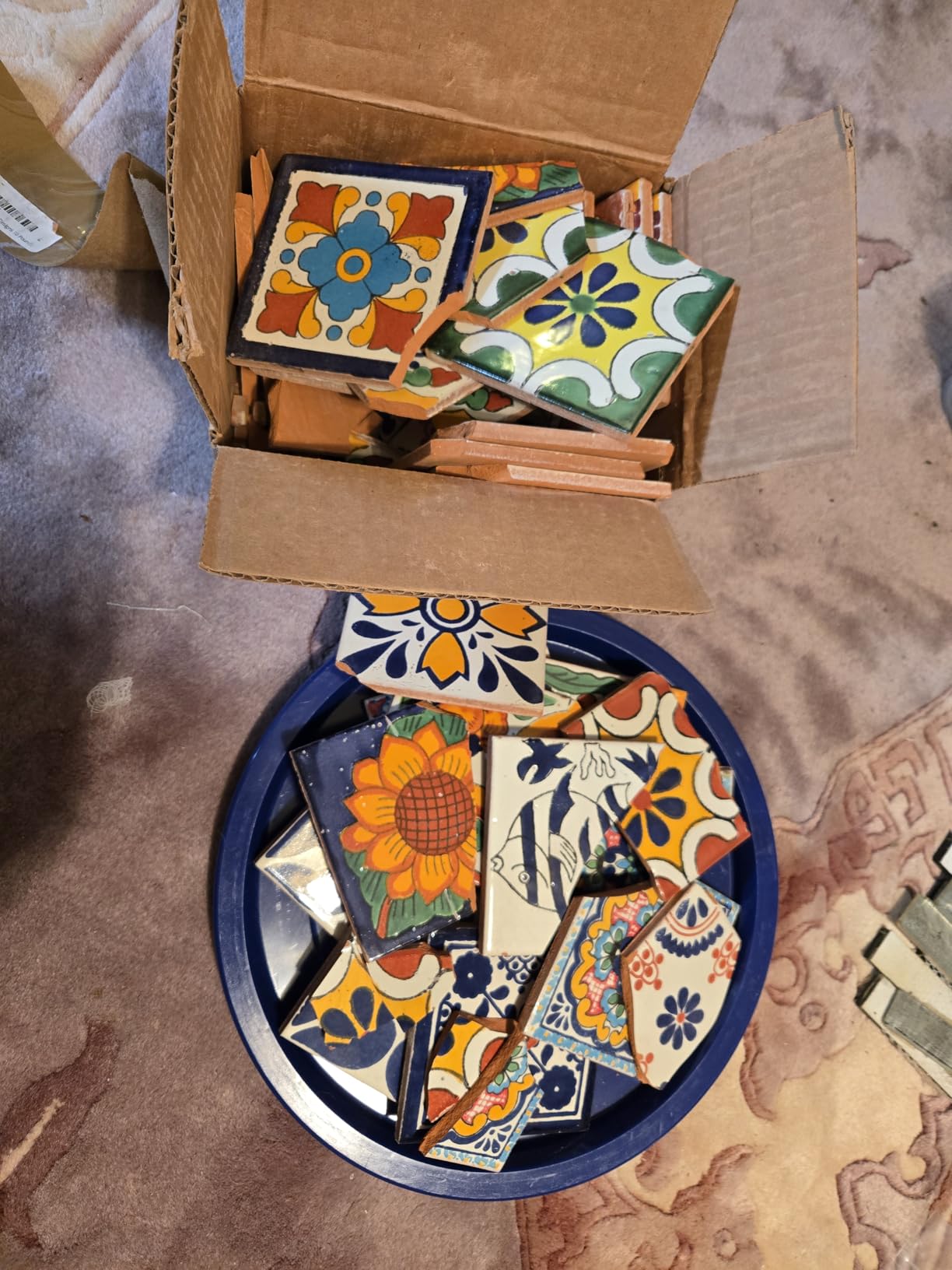 Broken Mexican Talavera Tiles Handmade Mix Designs 10 Pounds customer photo 1