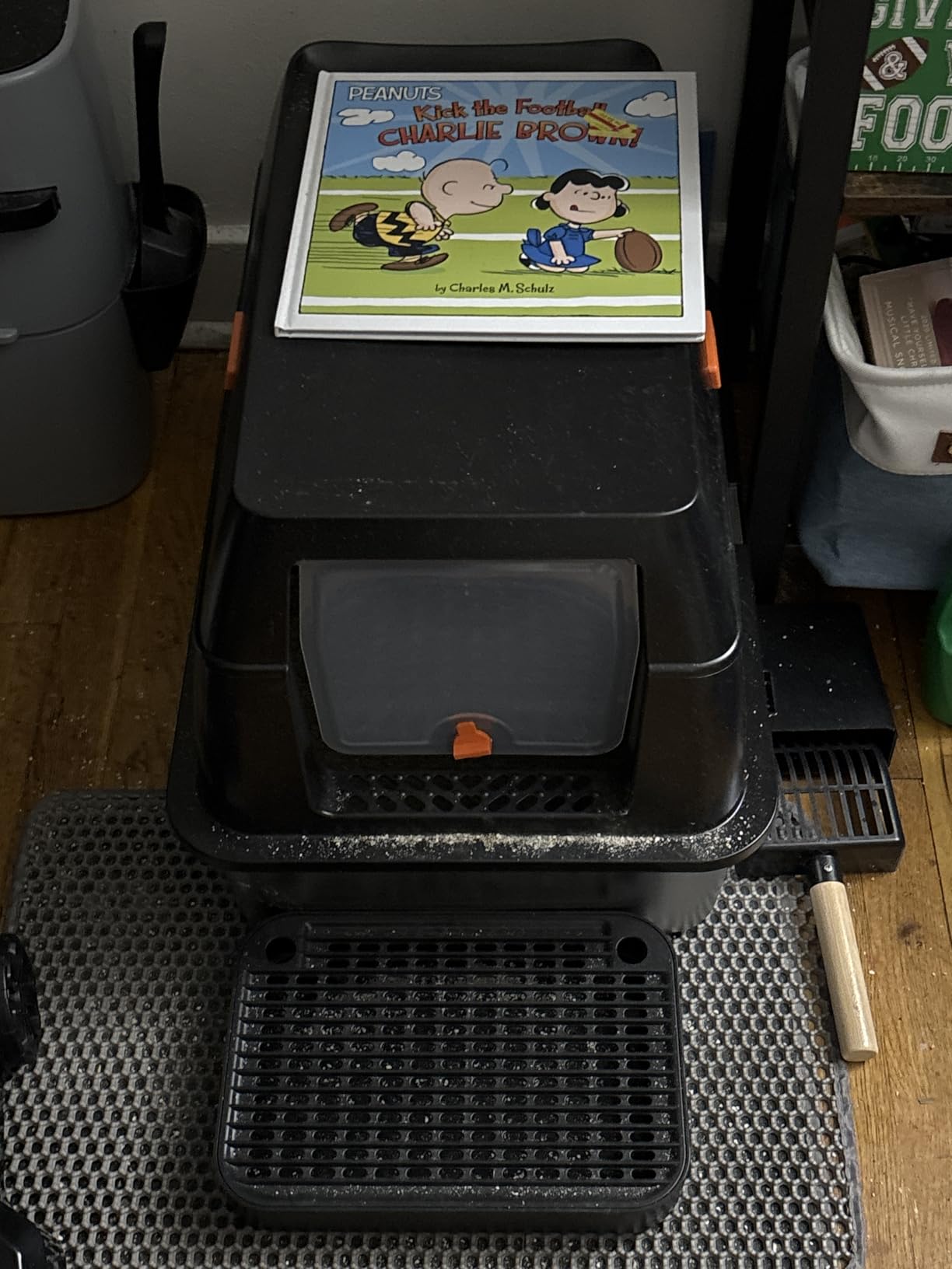 Stainless Steel Litter Box with Lid, Front Entry Top Exit Kitty LitterBox, Extra Large Enclosed Metal Cat Box with Litter Scoop & Litter Mat-Black customer photo 1