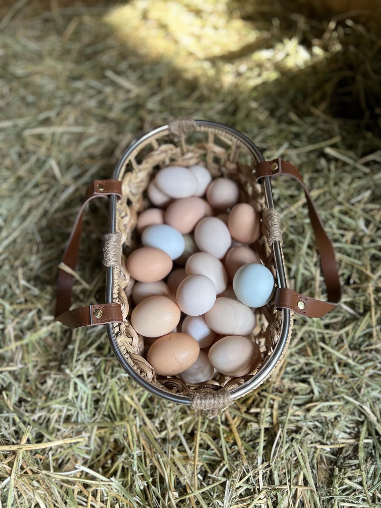 Egg Baskets for Collecting Fresh Eggs Farmhouse Handmade Wicker Hyacinth Egg Collecting Basket with Handle customer photo 1