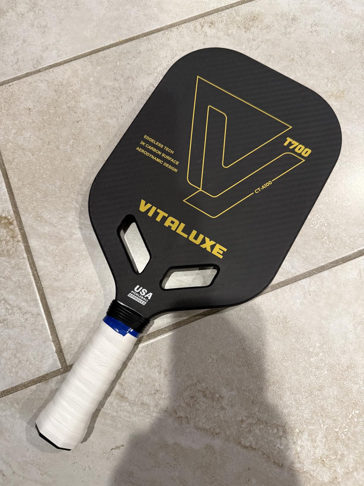 T700 Raw Carbon Fiber Pickleball Paddle, Edgeless 3K Textured Carbon Friction Surface, Thermoformed Raquette Pickleball with Aerodynamic Design used for tournament, Power & Control & Spin Max customer photo 1