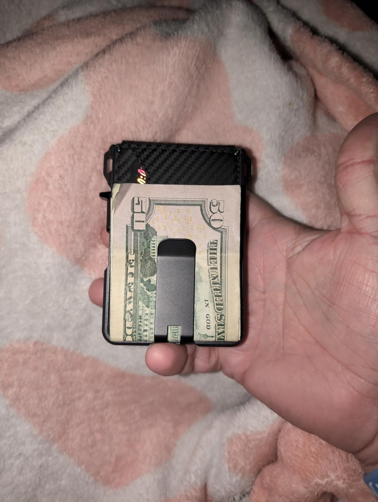 Wallet for Men, Mens Minimalist Wallet 9-13 Cards, Slim Compact Wallet with Money Clip & ID Window, RFID Blocking Smart Pop Up Card Wallet, Metal Aluminum Credit Card Holder Bifold Wallet customer photo 2