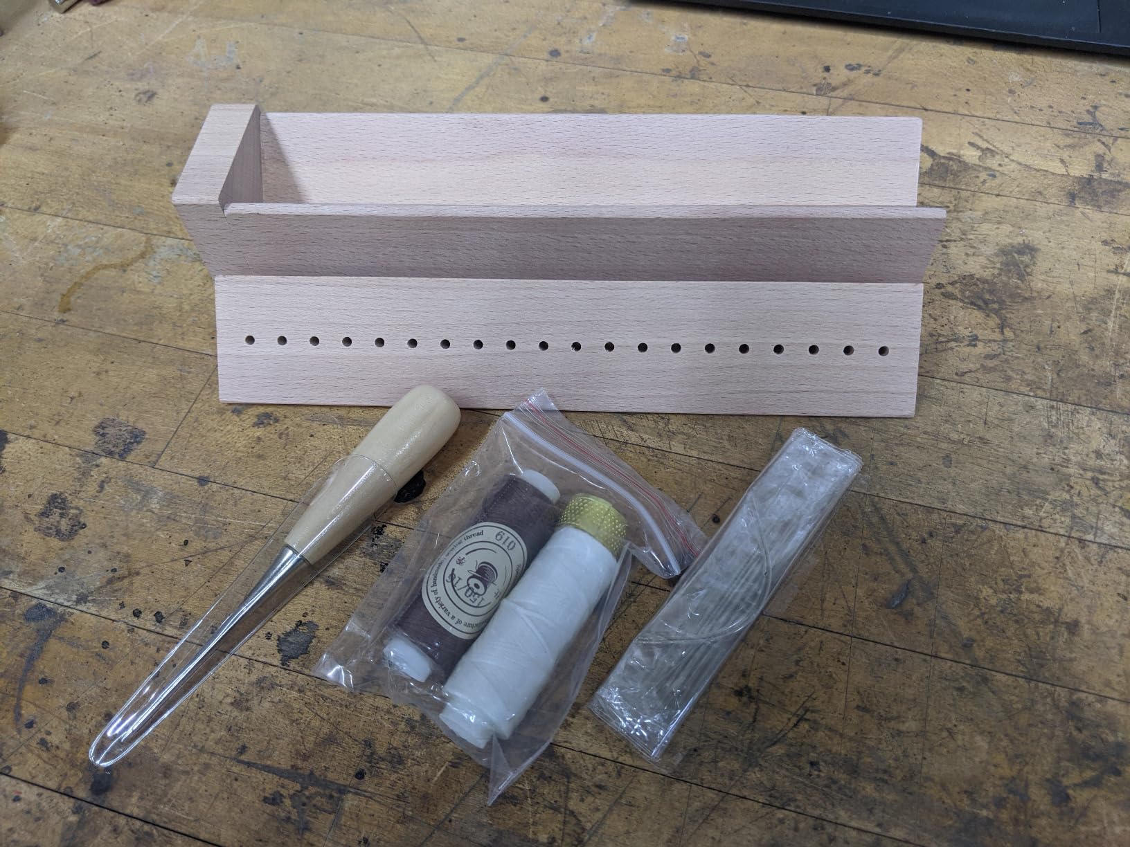 Beech Wood Book Binding Cradle with an Awl,Book Binding Kits Used for Bookbinding Hole Punching,Sturdy and Durable, Easy to Store, Bookbinding Supplies Punch Tools customer photo 2
