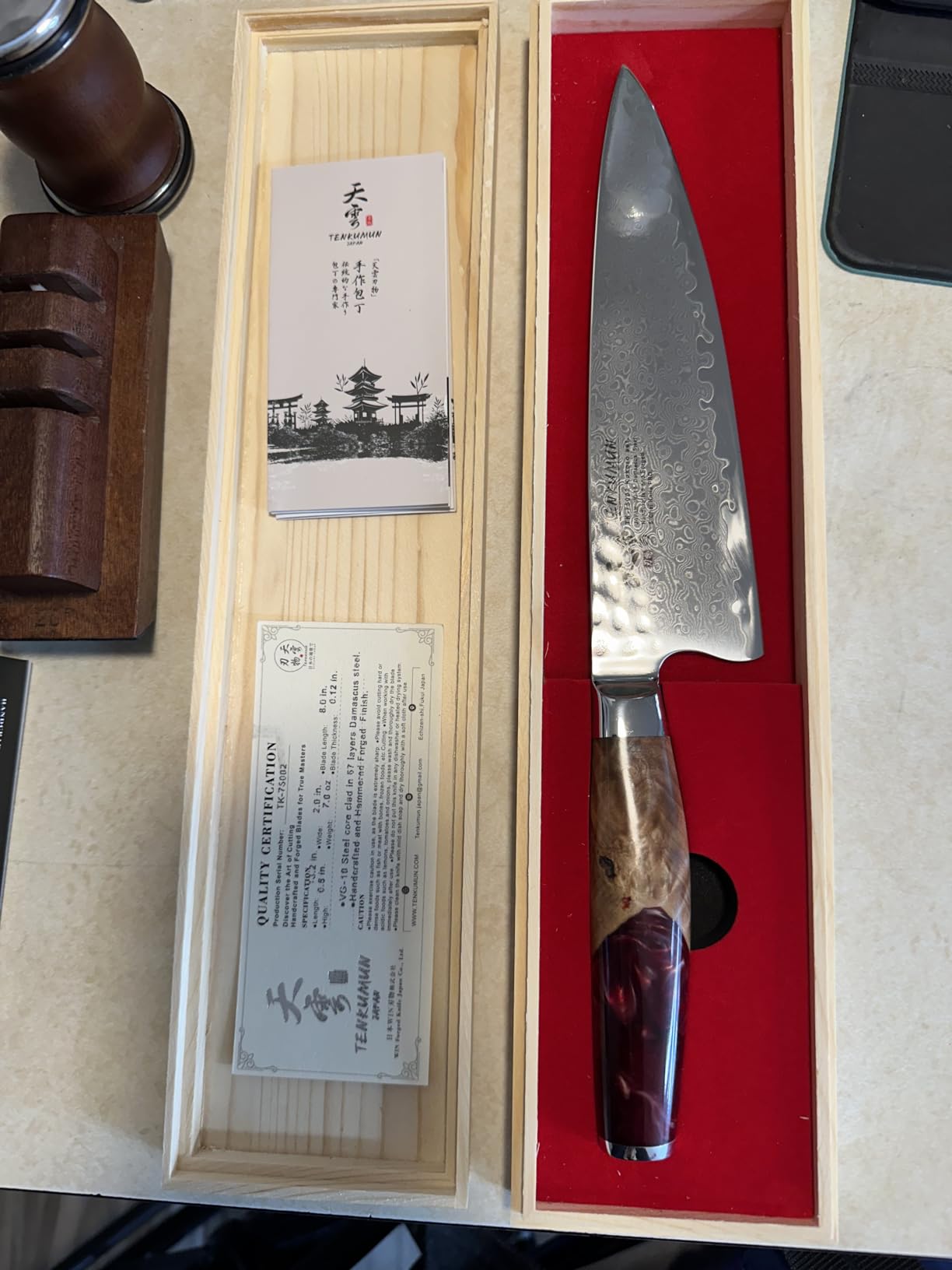 Japanese Gyutou Knife Pro. Handcrafted 8 inch Chef Knife Handmade Forged Knife Japan VG-10 Damascus Steel -Kokoro ser. customer photo 2