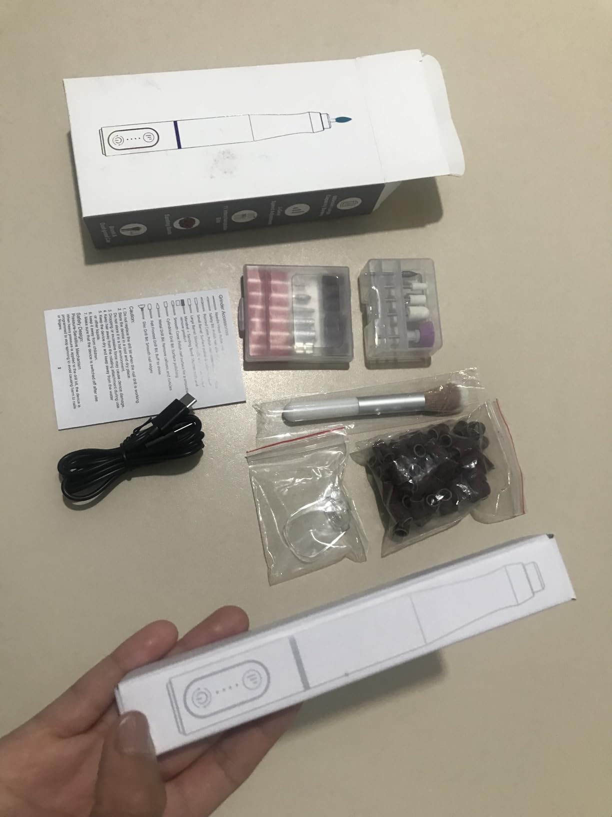 TUOBEO Cordless Nail Drill Electric Nail File Kit, Rechargeable Efile Set, Portable Acrylic Gel Nail Polish Remover Machine, Pedicure Manicure Tool, 11 Bits, 56 Sanding Bands, Salon Home, Purple customer photo 2